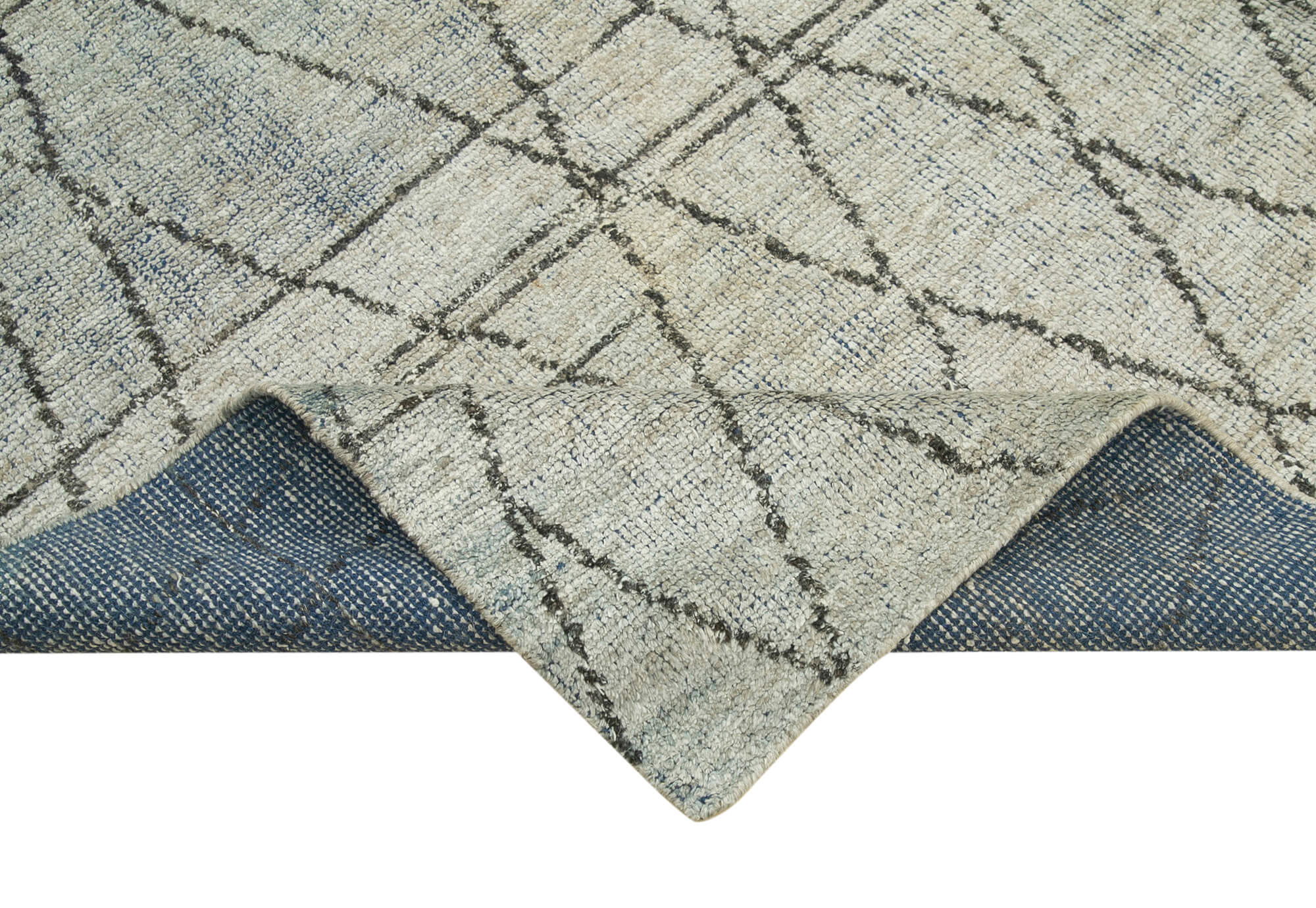 Handmade Wool Cotton Rug | Vintage Turkish Carpet – Beige Geometric Area Rug for Living Room