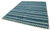 Handmade Wool Cotton Rug - Blue Geometric Rug by Agacan | Durable Soft Floor Covering 8'x10'