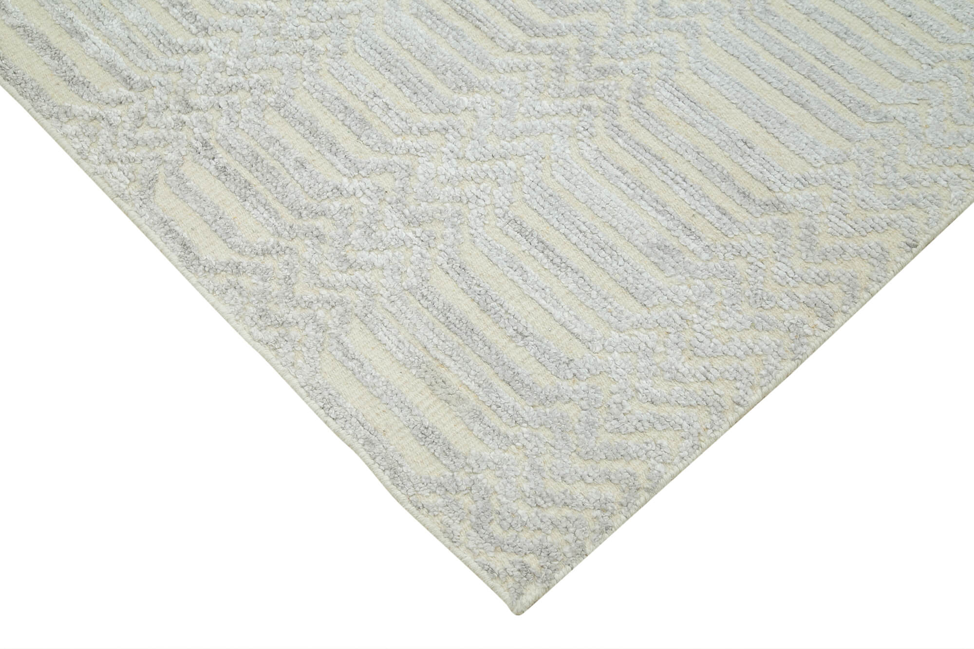 Handmade Wool Cotton Rug – Grey Geometric Area Rug | Soft Durable Cotton Blend