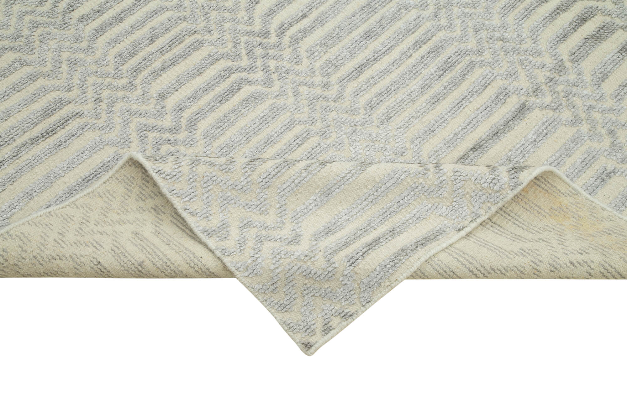 Handmade Wool Cotton Rug – Grey Geometric Area Rug | Soft Durable Cotton Blend