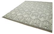 Handmade Wool Cotton Rug - Grey Geometric Area Rug | Durable Woven Carpet 8'x10'