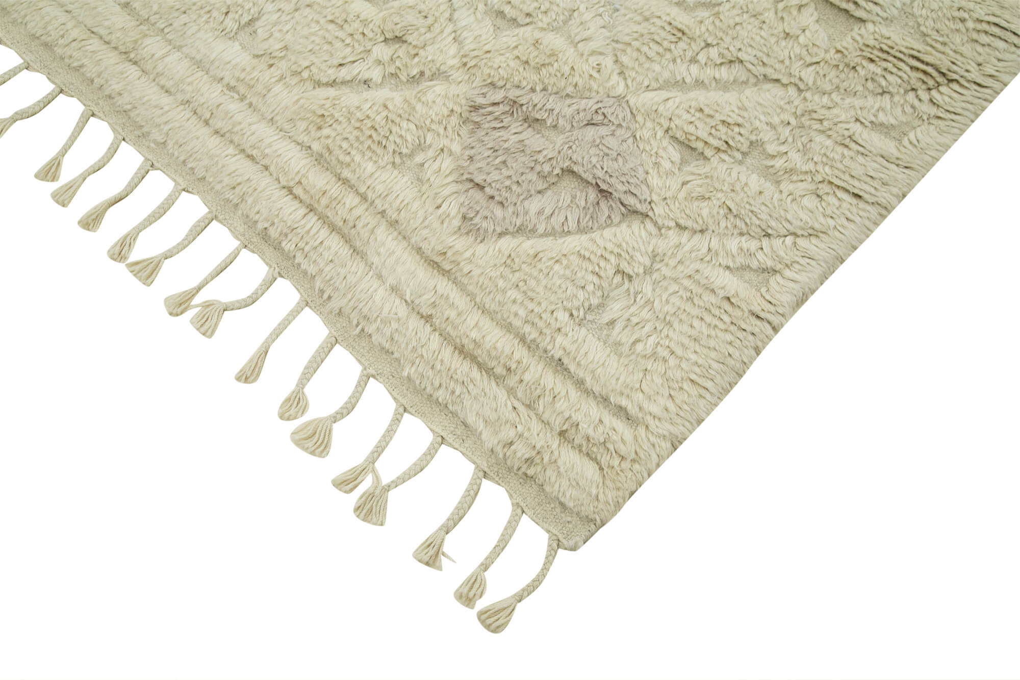 Handmade Wool Cotton Rug – Beige Geometric Pattern Rug, Artisan Crafted Area Rug 7'8''x9'9''