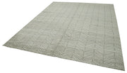 Handmade Wool Cotton Rug – Grey Geometric Area Rug | Turkish Vintage Carpet