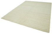 Handmade Wool Cotton Rug | Vintage Turkish Carpet Style Beige Geometric Pattern Rug