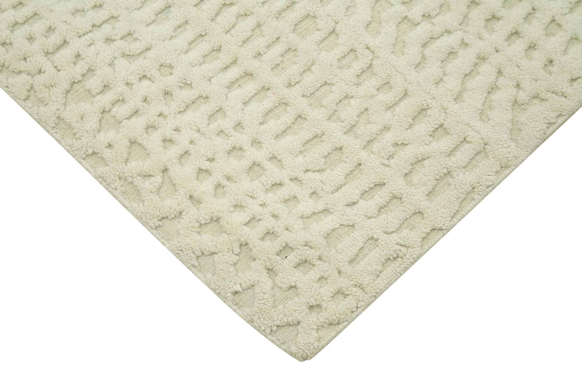 Handmade Wool Cotton Rug | Vintage Turkish Carpet Style Beige Geometric Pattern Rug