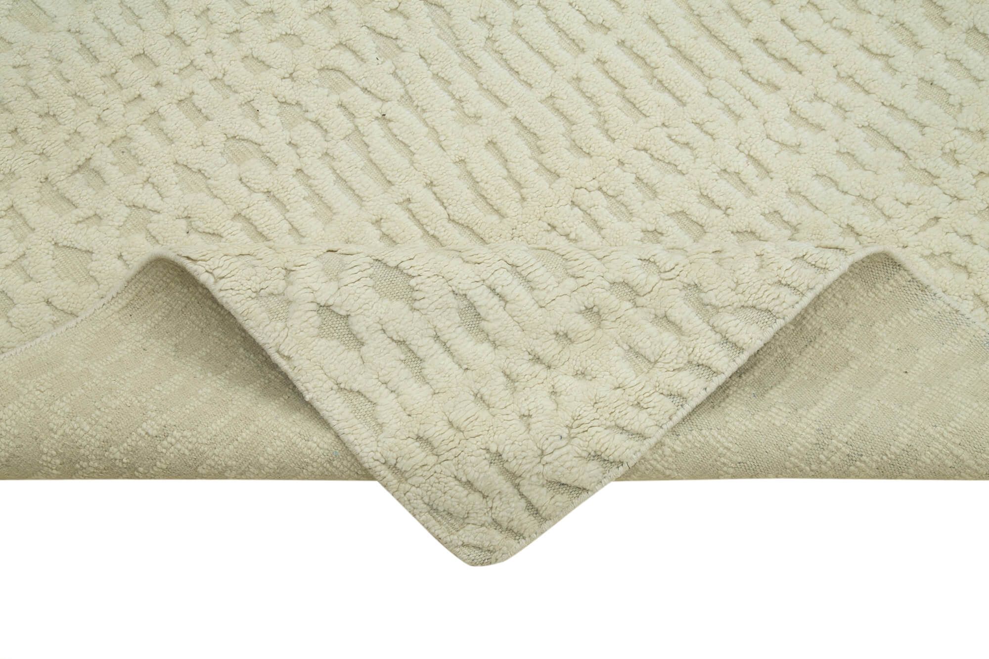 Handmade Wool Cotton Rug | Vintage Turkish Carpet Style Beige Geometric Pattern Rug