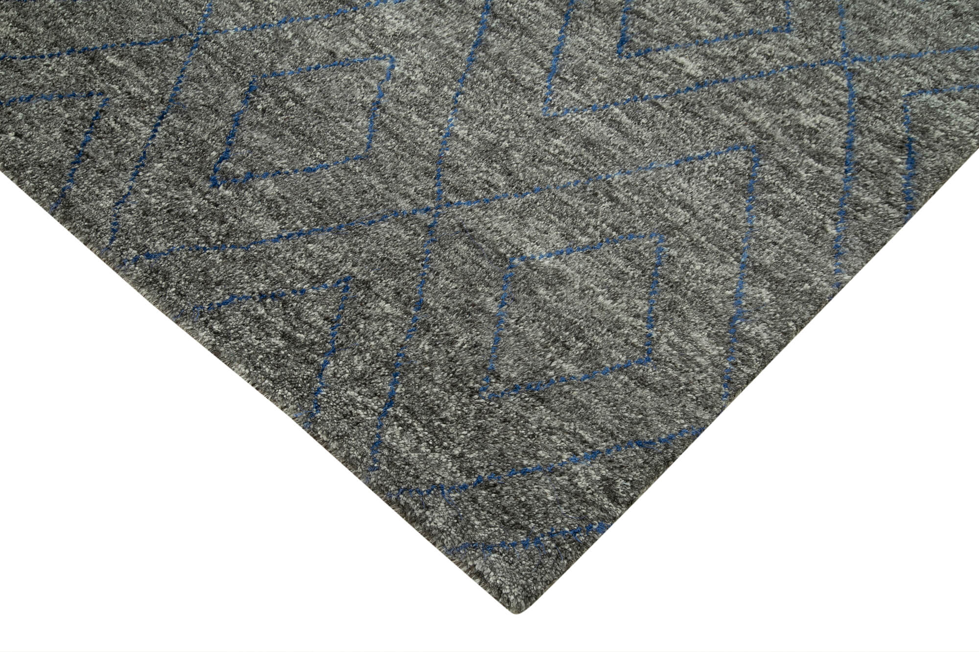 Handmade Wool Cotton Rug | Turkish Handmade Carpet – Grey Geometric Carpet 8'x10'