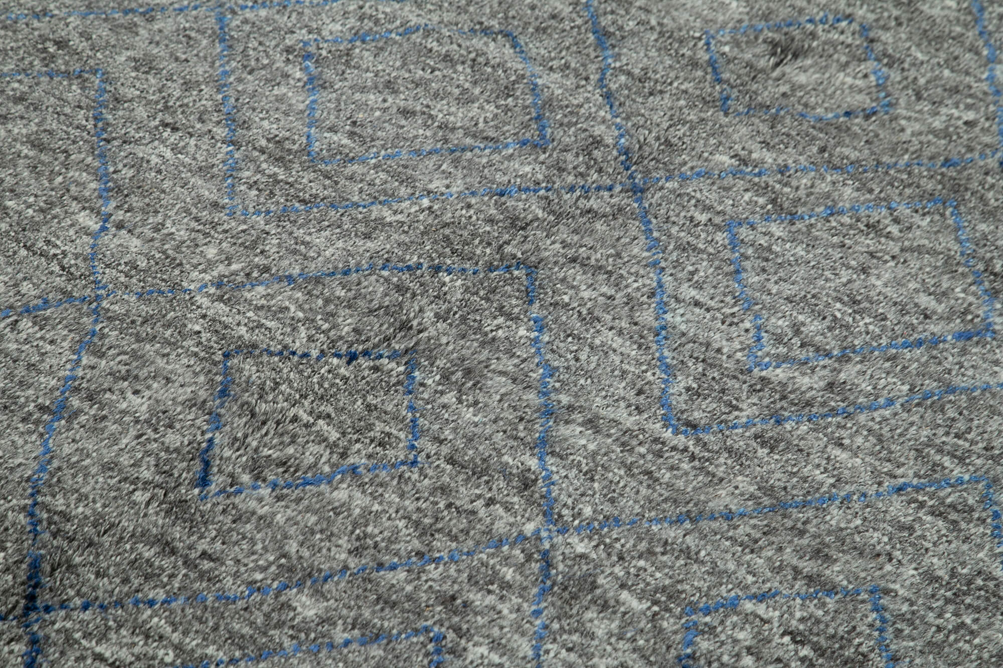 Handmade Wool Cotton Rug | Turkish Handmade Carpet – Grey Geometric Carpet 8'x10'