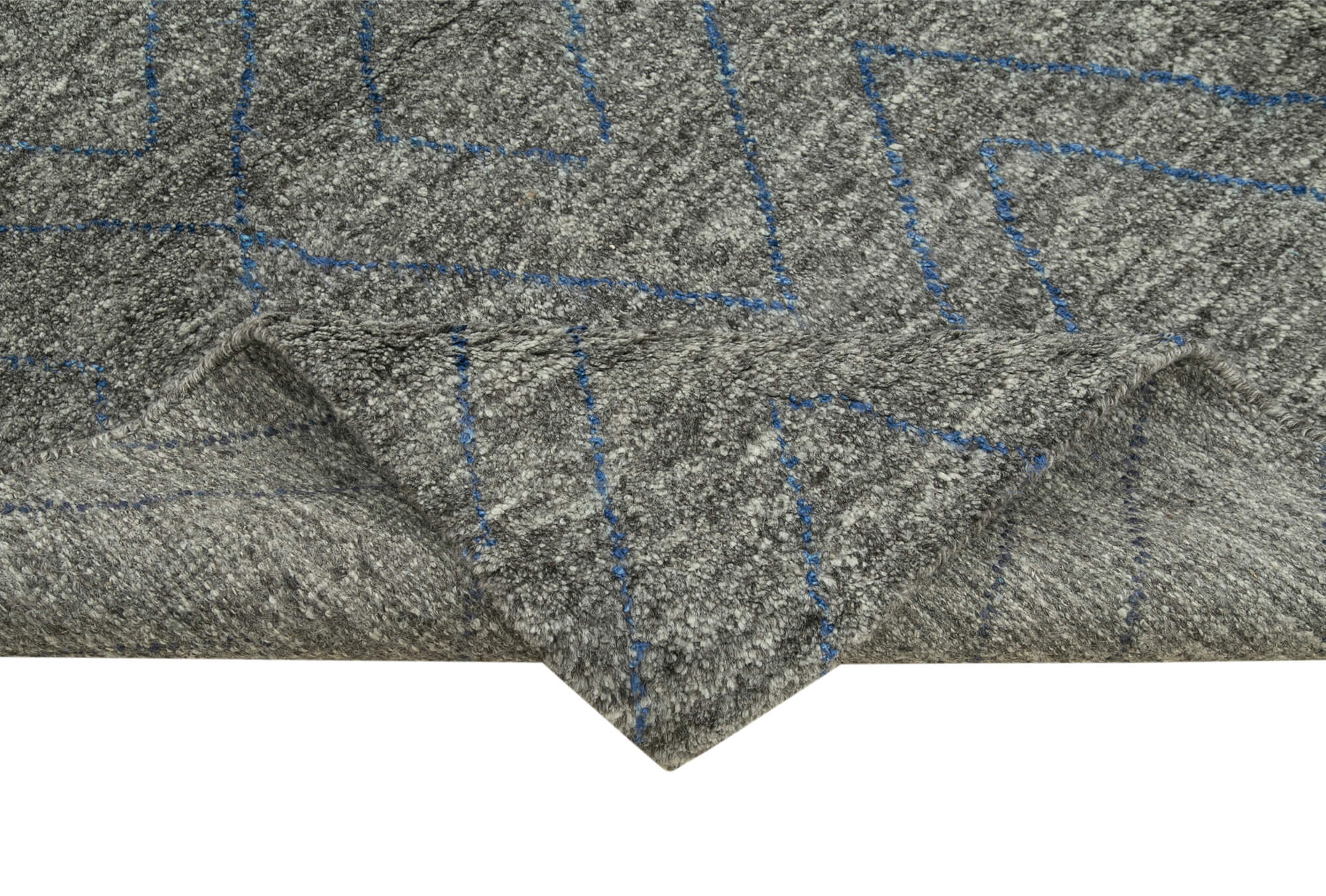 Handmade Wool Cotton Rug | Turkish Handmade Carpet – Grey Geometric Carpet 8'x10'