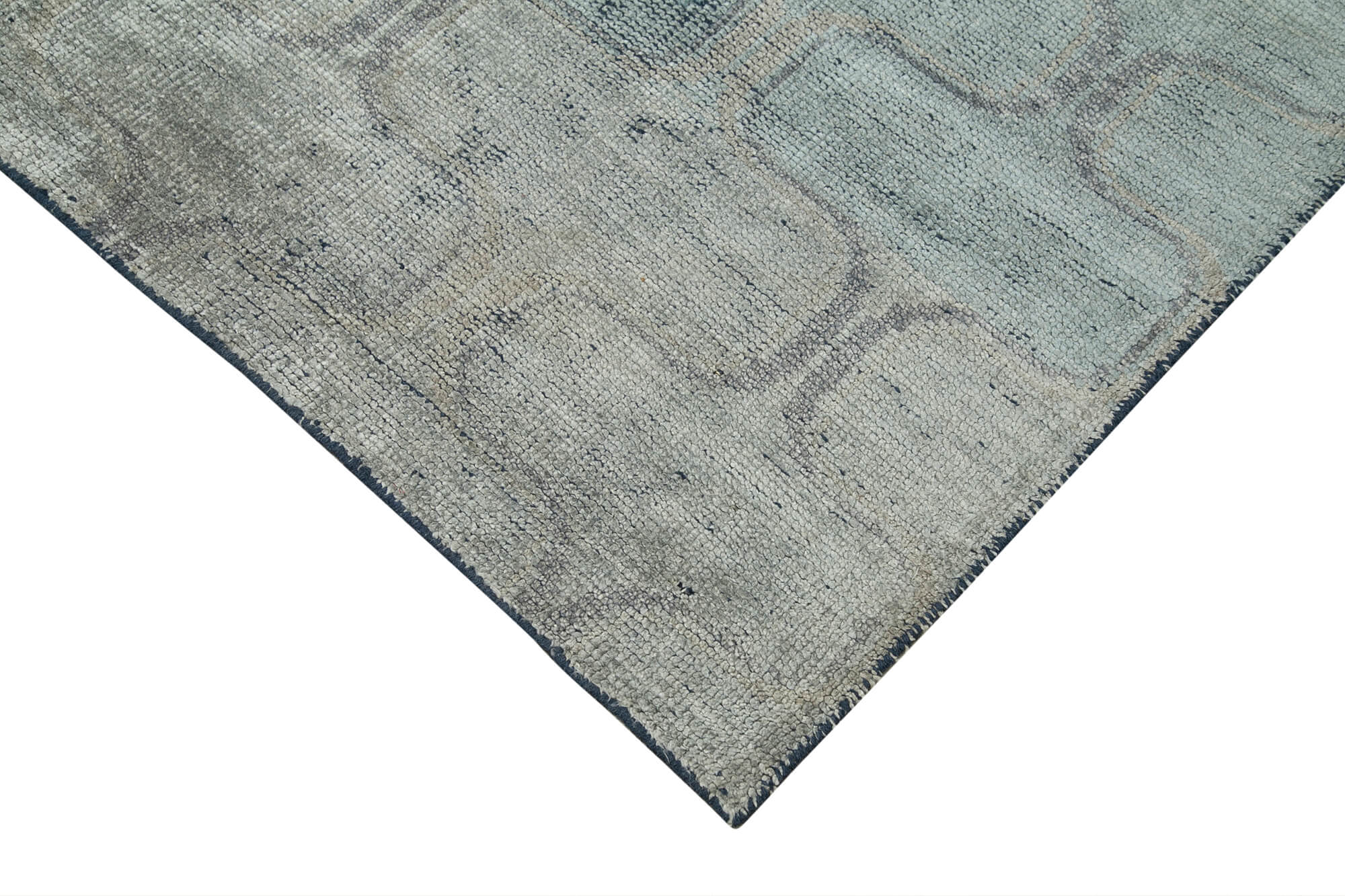 Handmade Wool Cotton Rug - Grey Geometric Area Rug | Vintage Turkish Carpet