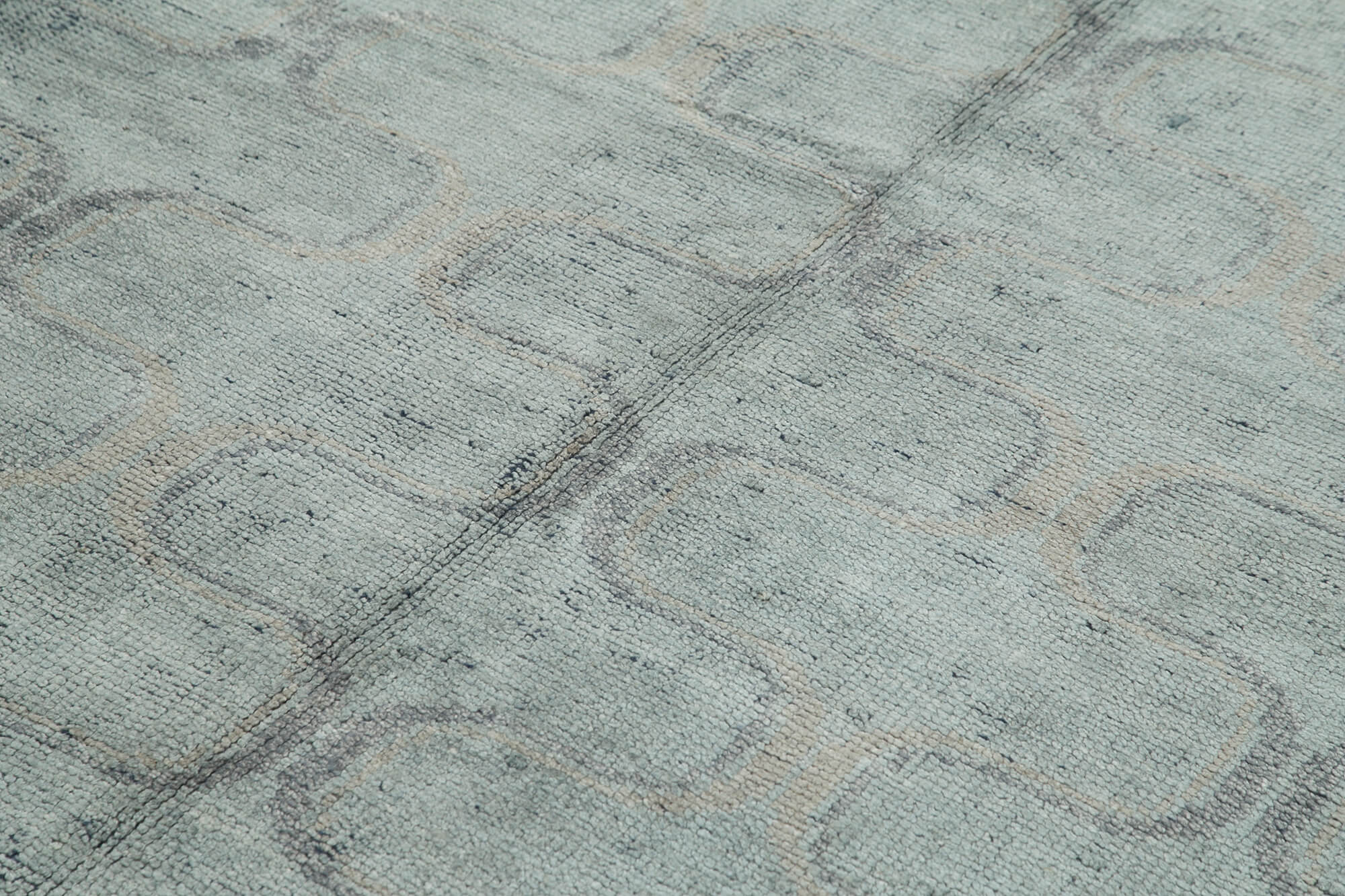 Handmade Wool Cotton Rug - Grey Geometric Area Rug | Vintage Turkish Carpet