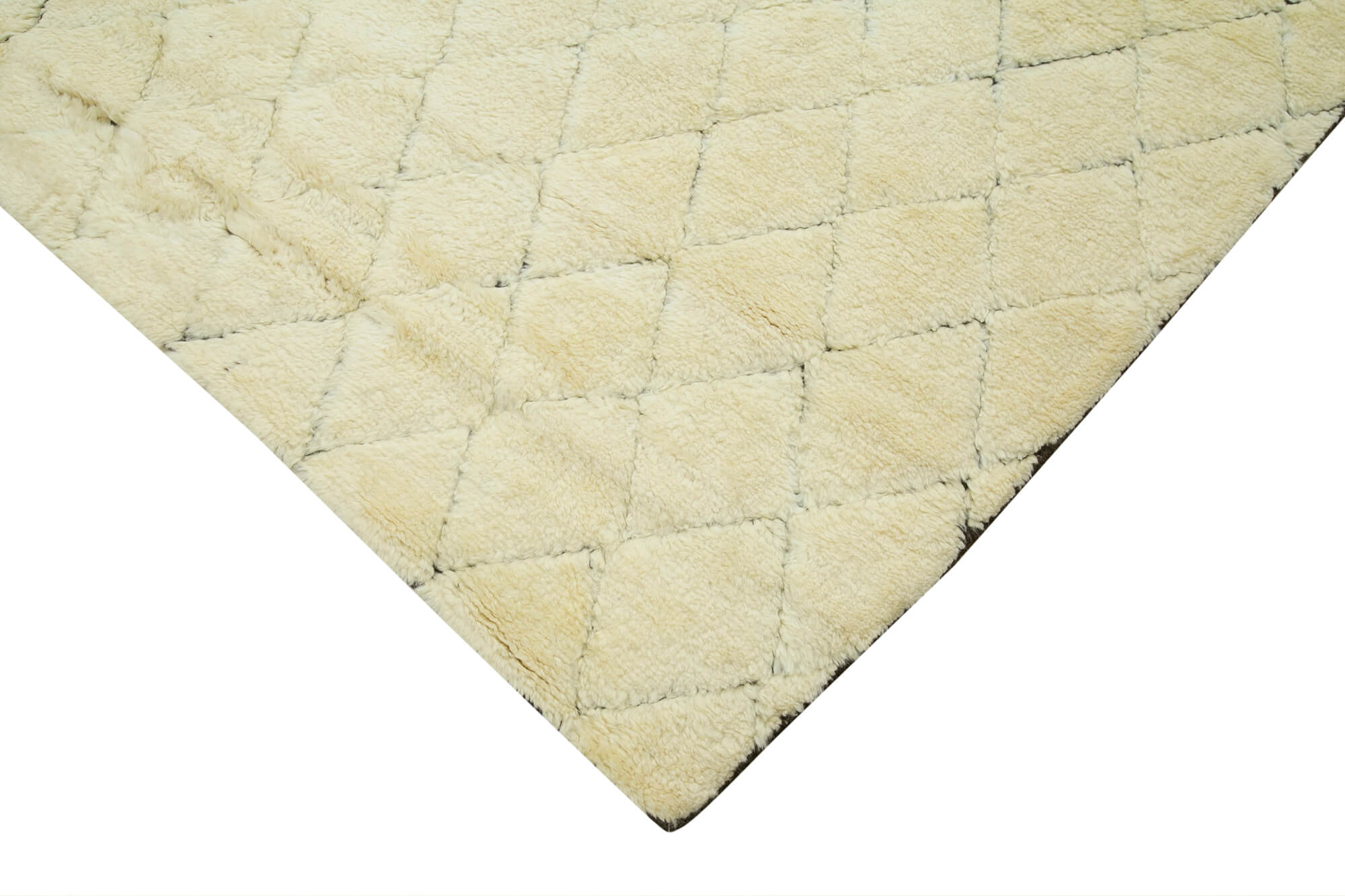 Handmade Wool Cotton Rug - Beige Geometric Pattern Rug, Durable Turkish Carpet