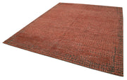 Handmade Wool Cotton Rug – Red Geometric Pattern, 7'4'' x 11'0'' Durable Living Room Carpet