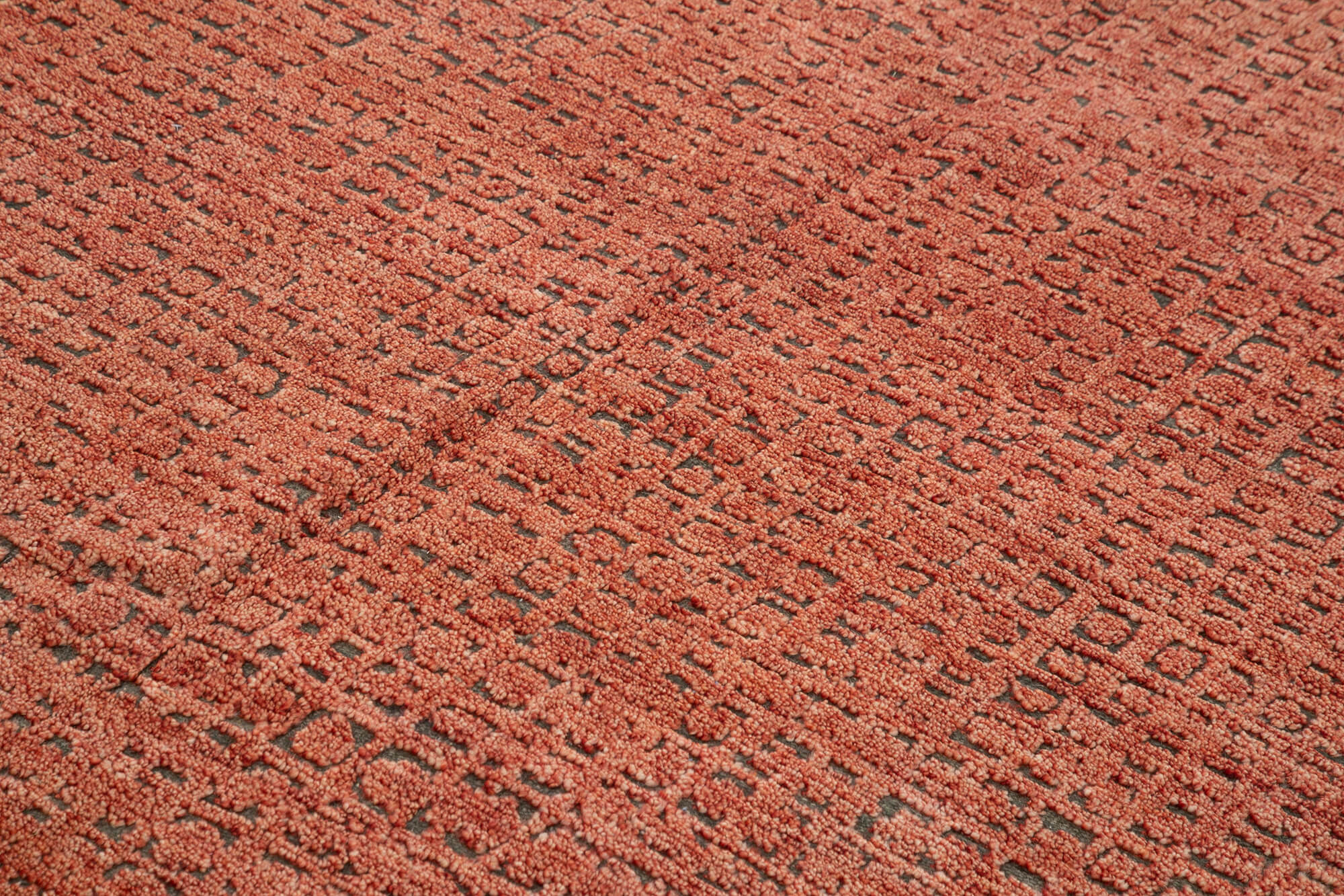 Handmade Wool Cotton Rug – Red Geometric Pattern, 7'4'' x 11'0'' Durable Living Room Carpet