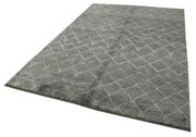 Handmade Wool Cotton Rug – Grey Geometric Area Rug 6'4" x 9'1" for Living Room