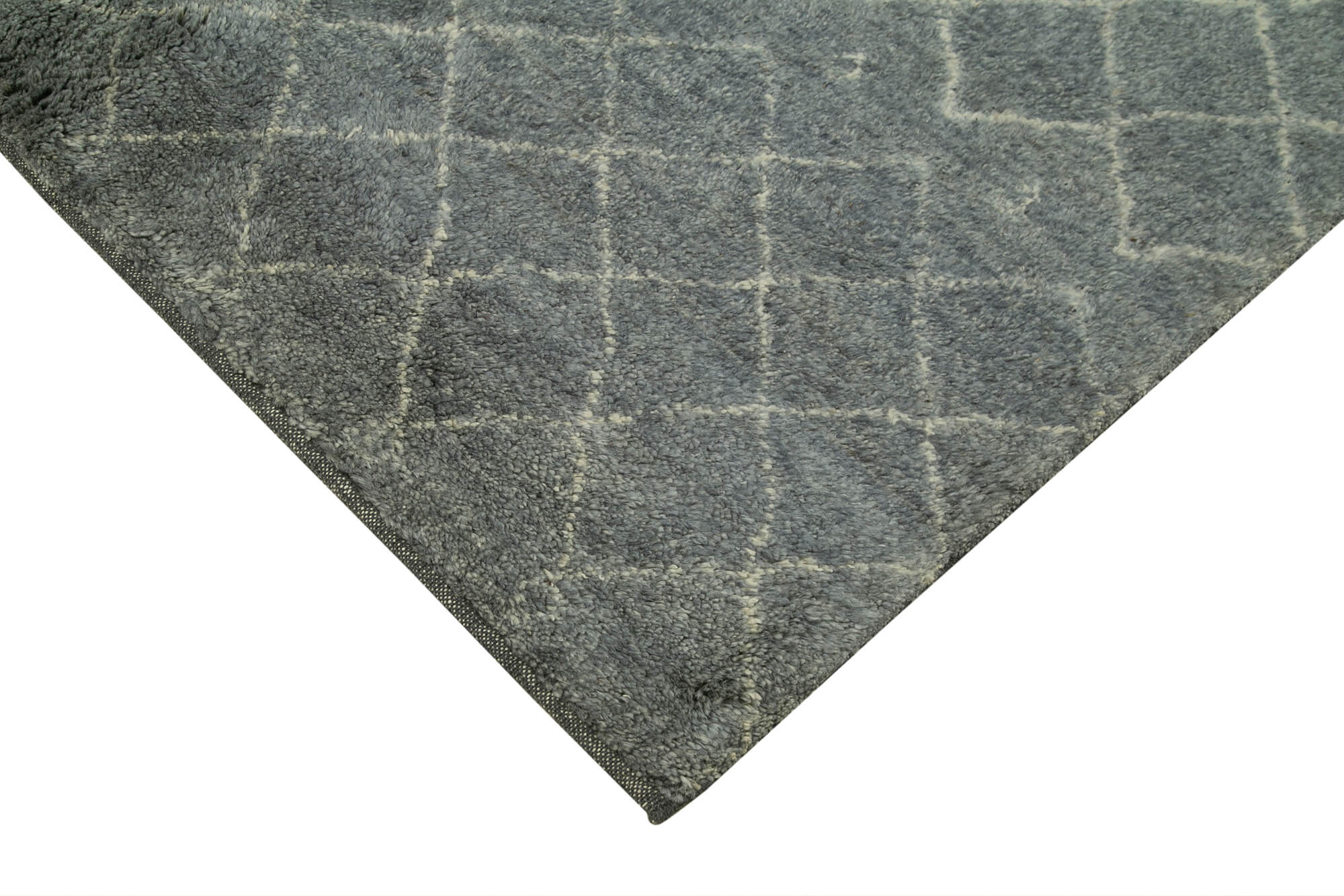 Handmade Wool Cotton Rug – Grey Geometric Area Rug 6'4" x 9'1" for Living Room