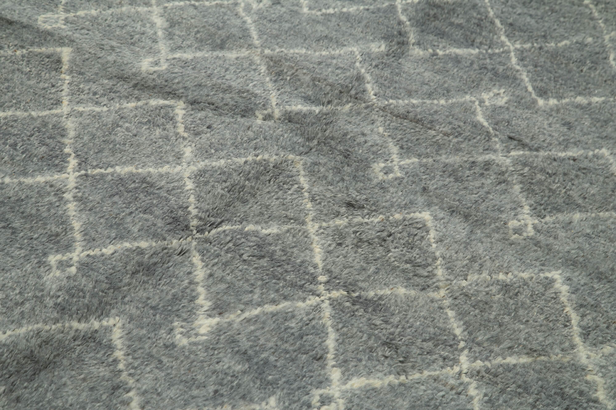 Handmade Wool Cotton Rug – Grey Geometric Area Rug 6'4" x 9'1" for Living Room