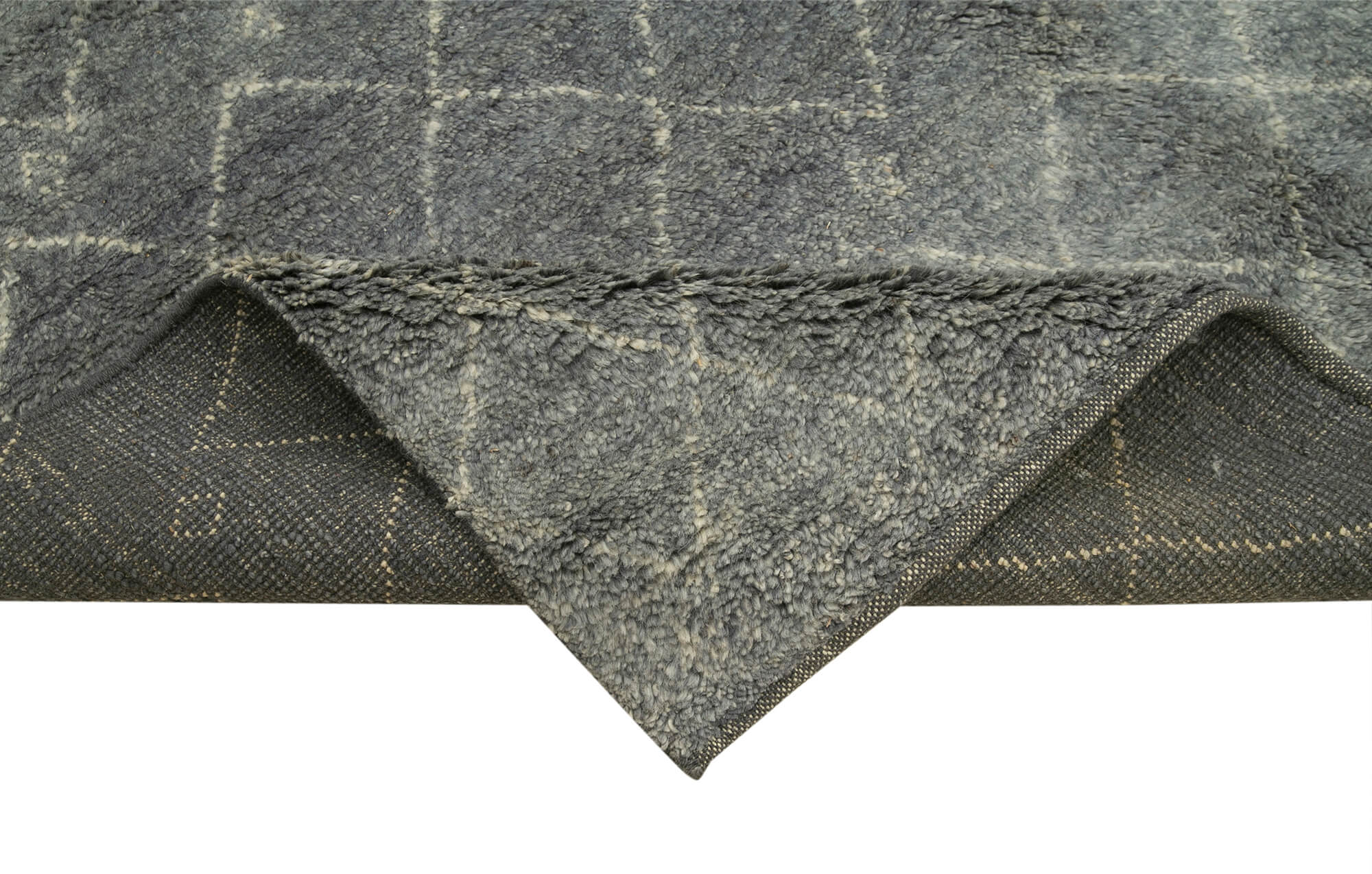 Handmade Wool Cotton Rug – Grey Geometric Area Rug 6'4" x 9'1" for Living Room