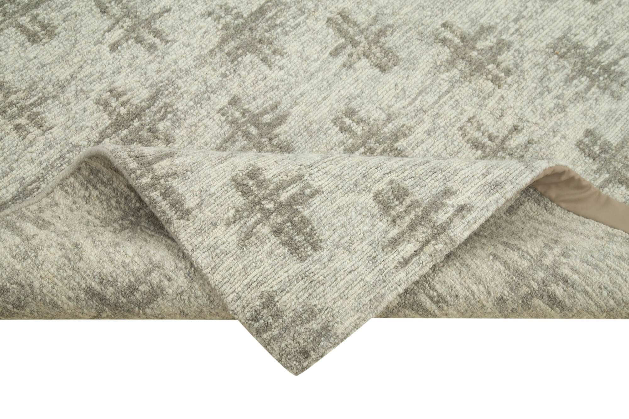 Handmade Wool Cotton Rug - Beige Geometric Turkish Hand Knotted Carpet 6'x9'