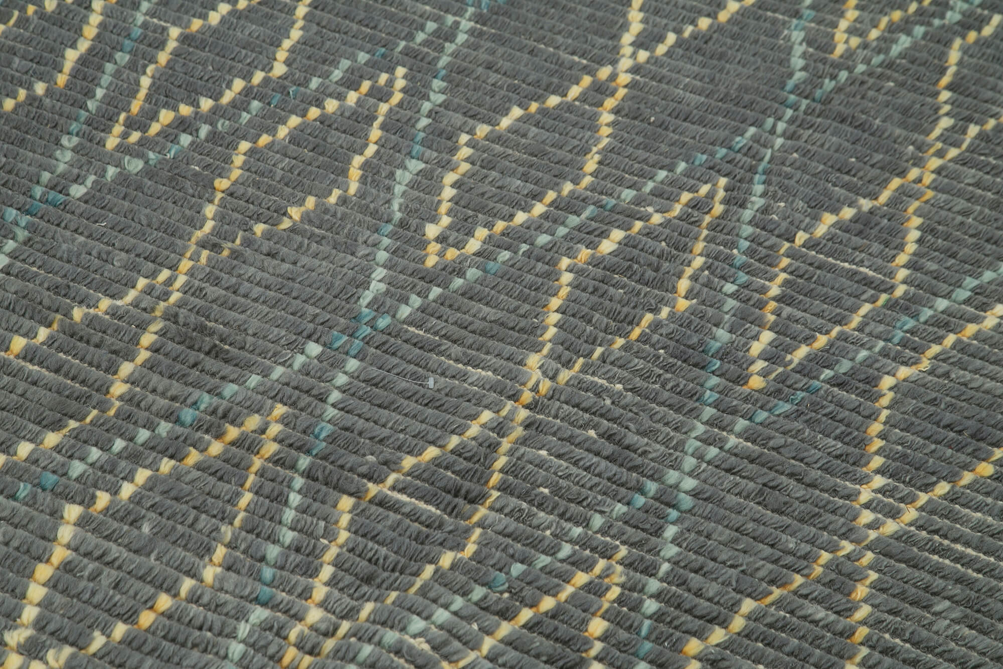 Handmade Wool Cotton Rug - Grey Geometric Area Rug | Durable Turkish Wool Carpet