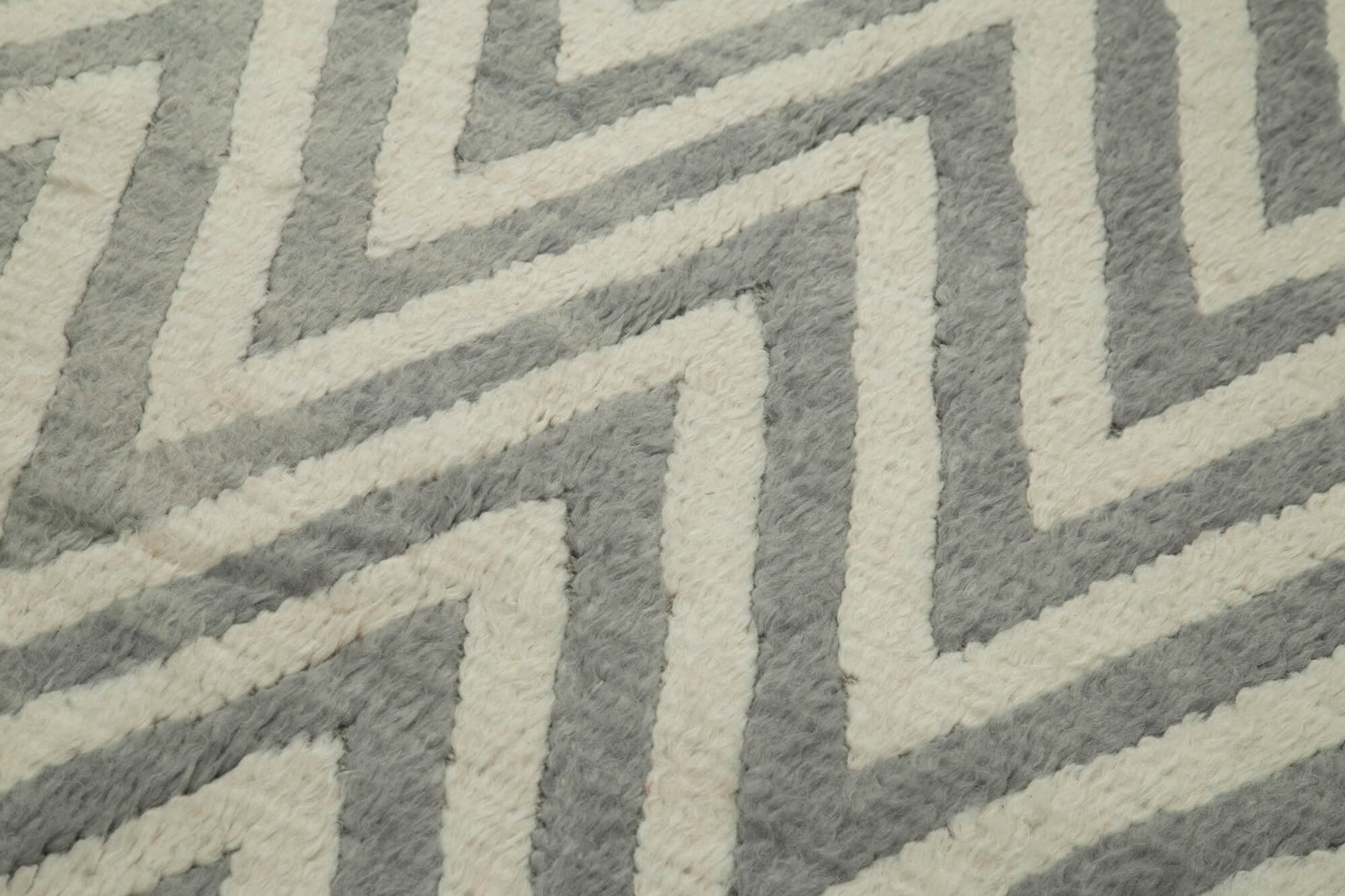 Handmade Wool Cotton Rug - Grey Geometric Area Rug 5'6'' x 8'6'' | Vintage Turkish Carpet