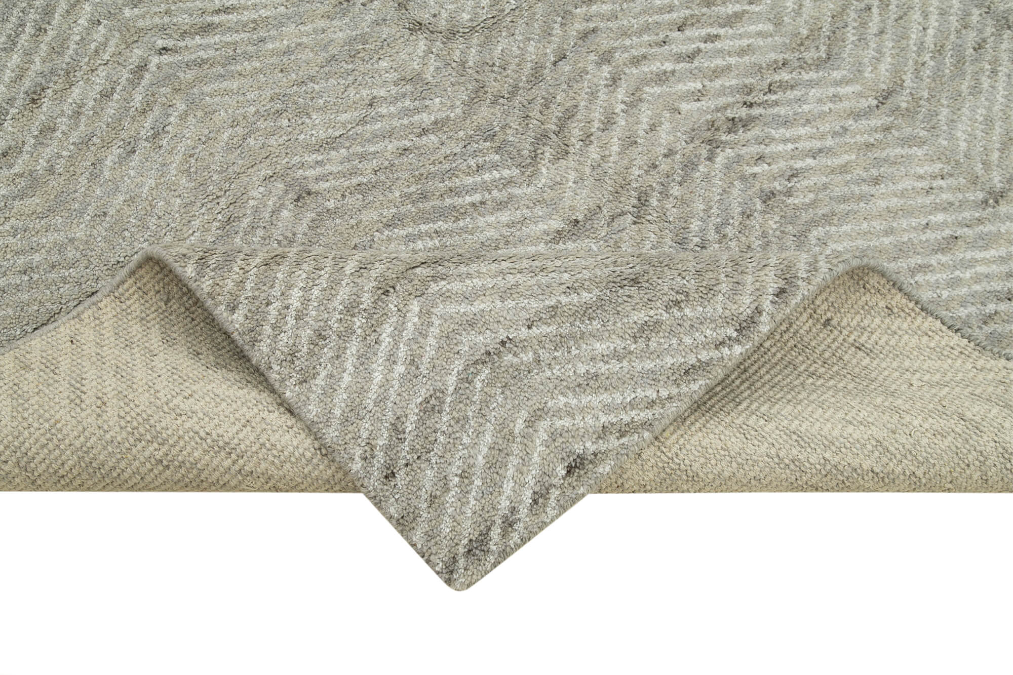 Handmade Wool Cotton Rug - Grey Geometric Area Rug | Durable Turkish Wool Carpet