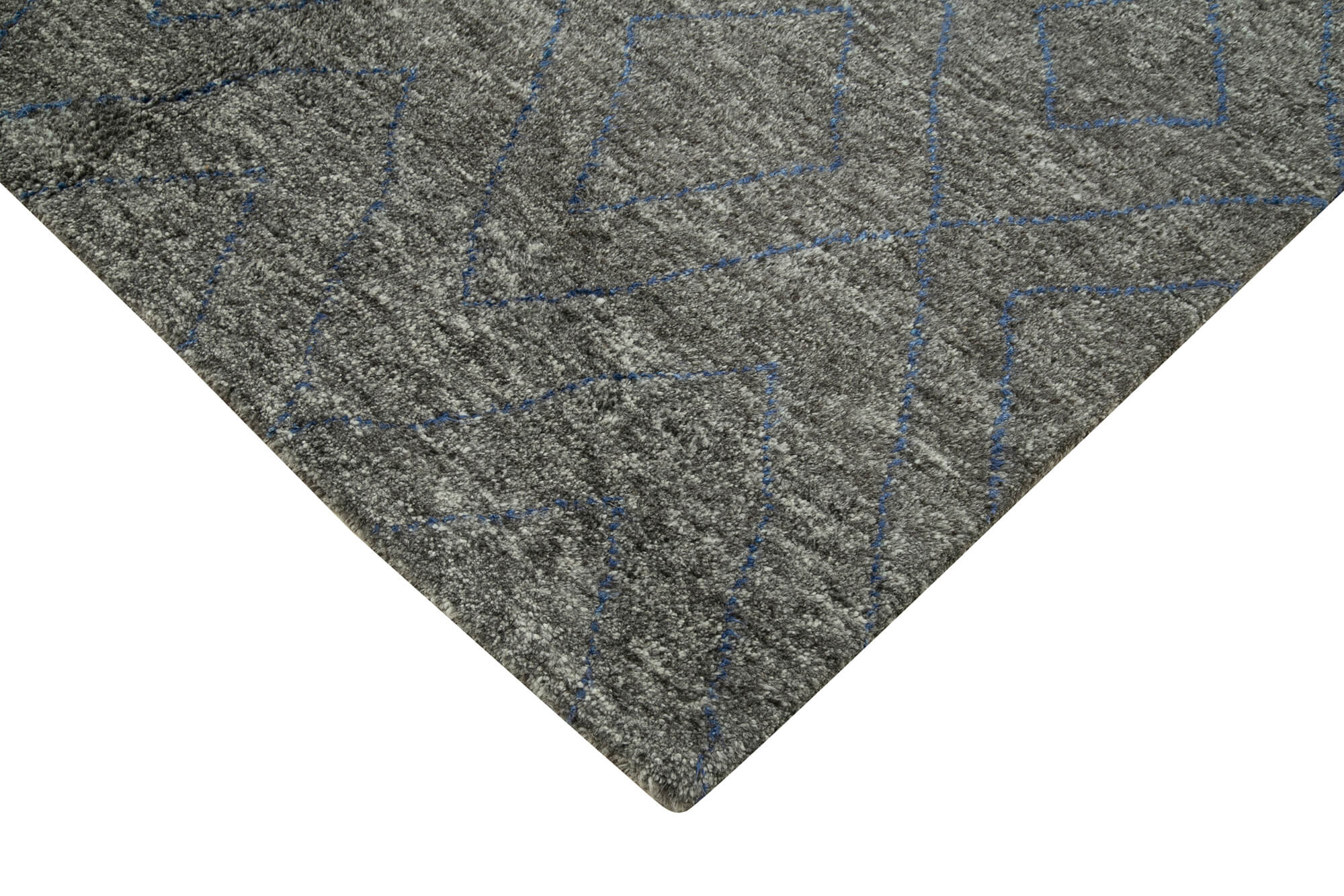 Handmade Wool Cotton Rug – Grey Geometric Wool Cotton Area Rug 6'x9' | Vintage Turkish Carpet