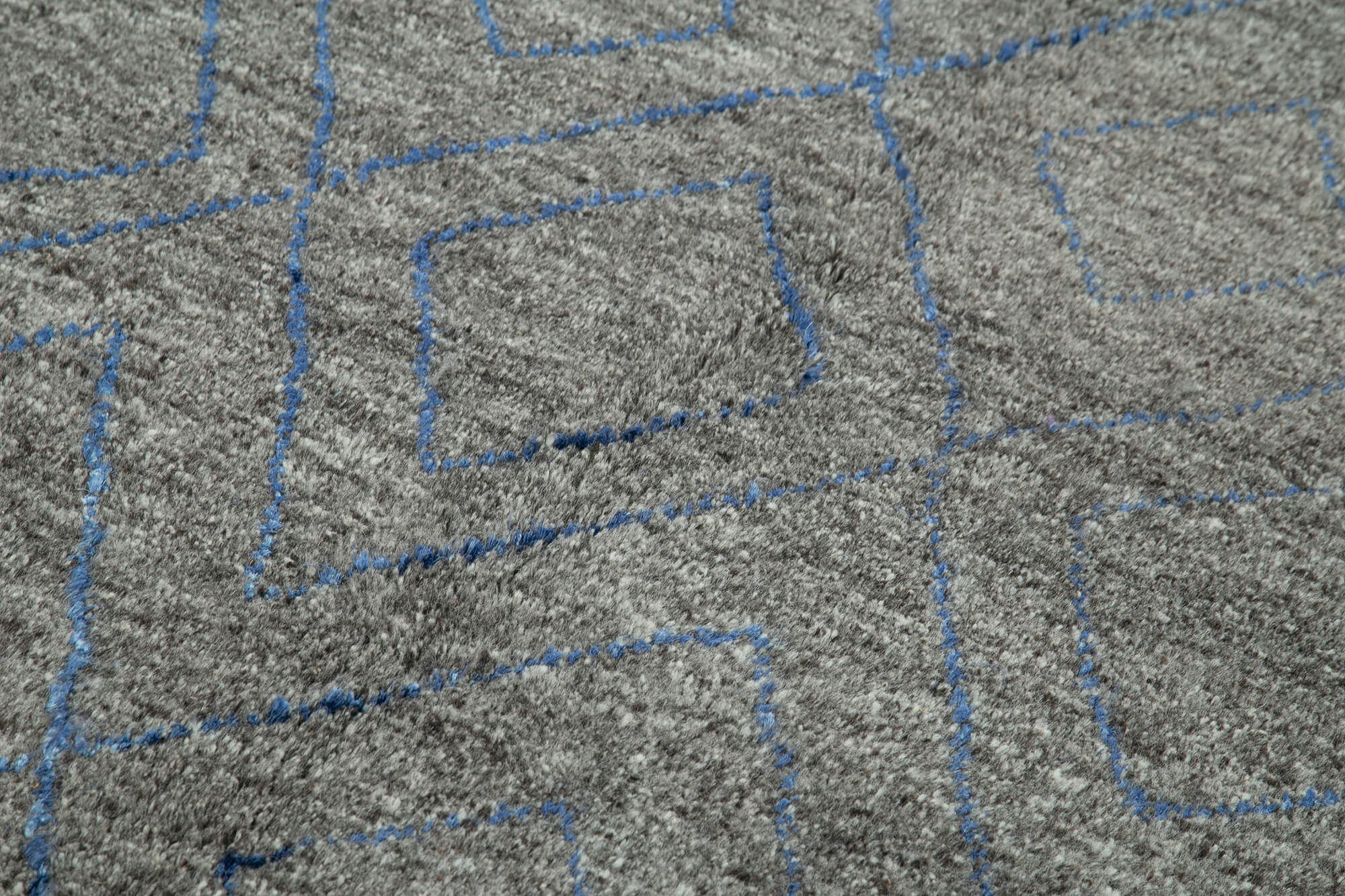 Handmade Wool Cotton Rug – Grey Geometric Wool Cotton Area Rug 6'x9' | Vintage Turkish Carpet