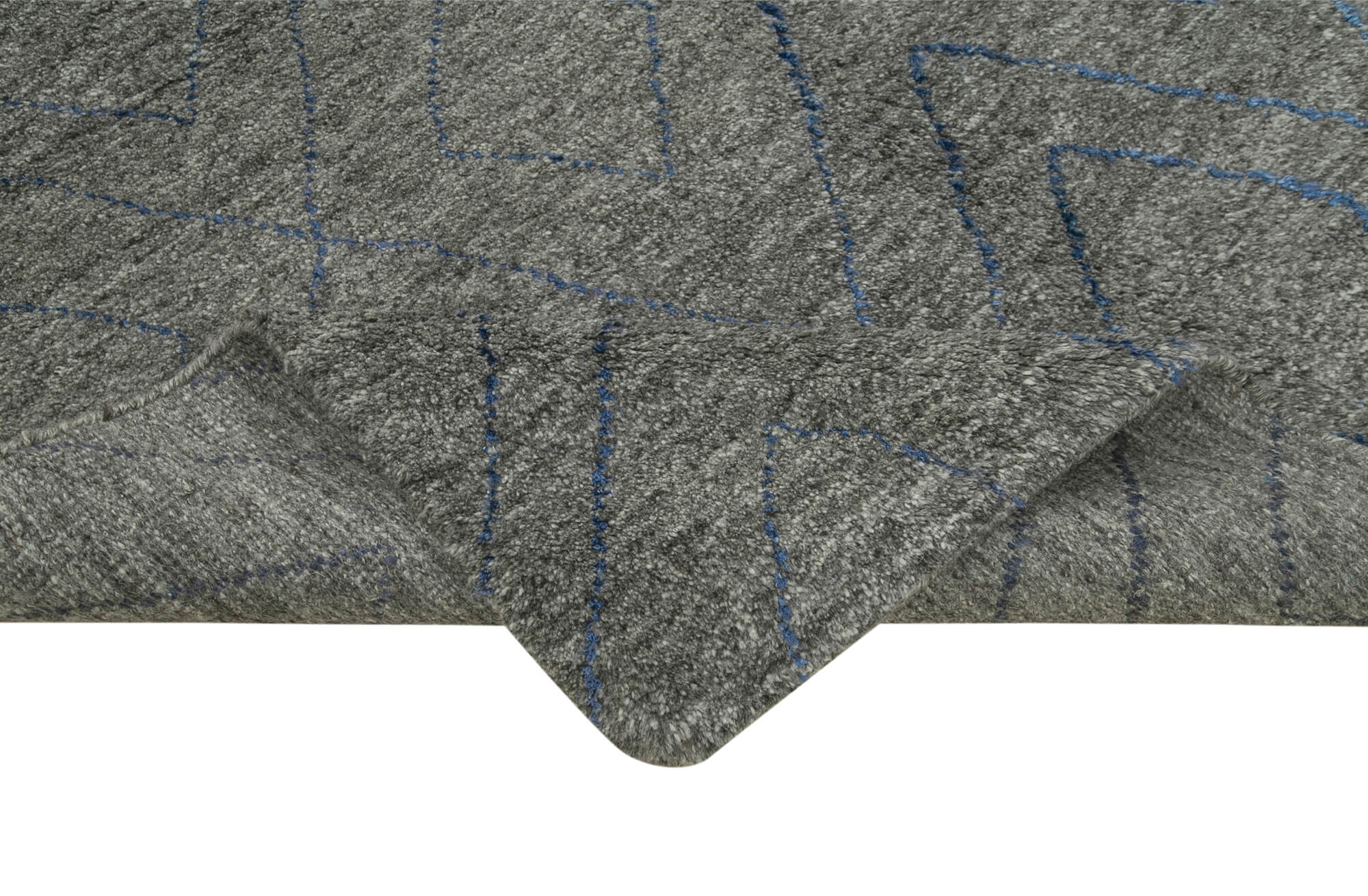 Handmade Wool Cotton Rug – Grey Geometric Wool Cotton Area Rug 6'x9' | Vintage Turkish Carpet