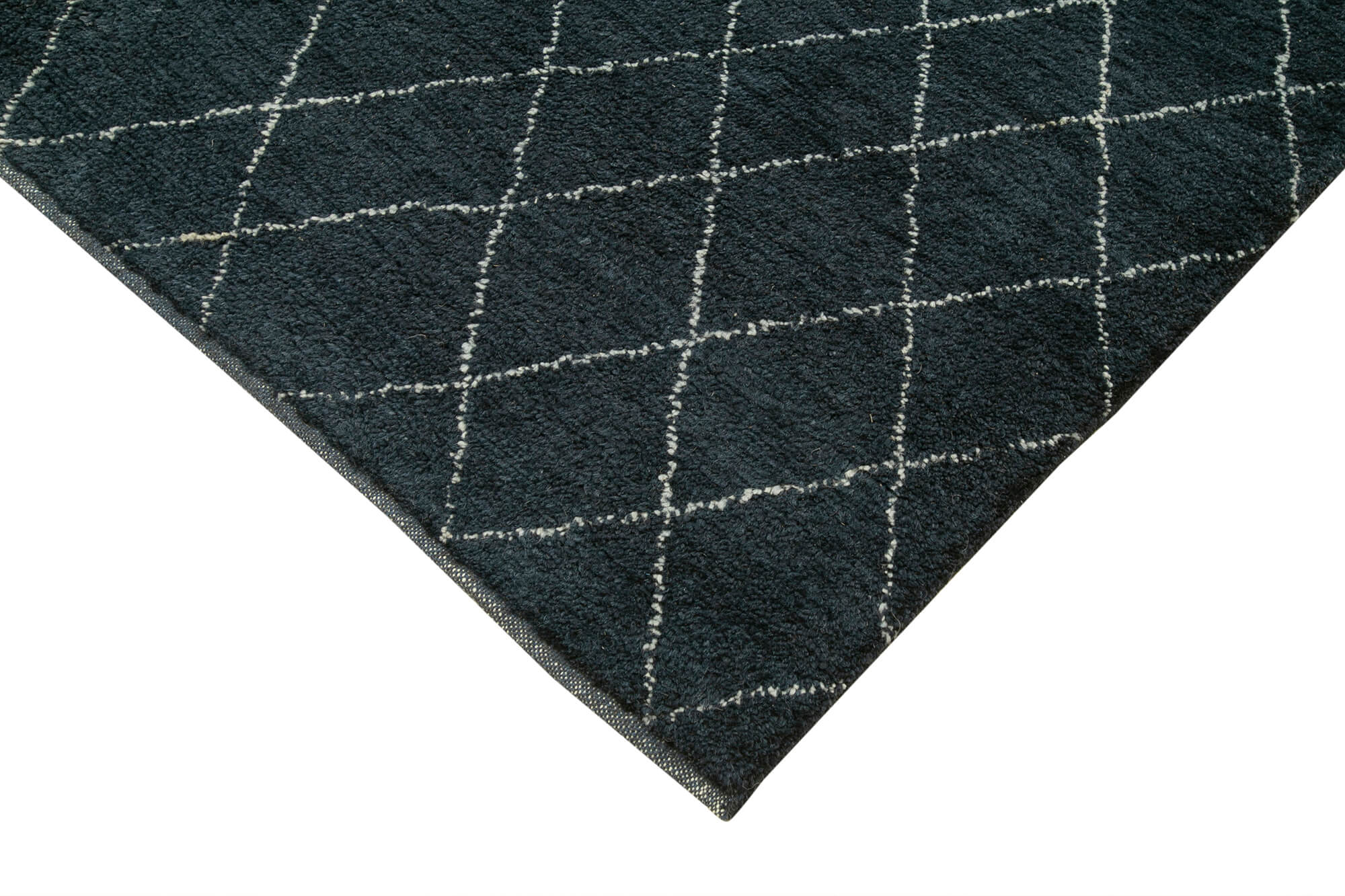 Handmade Wool Cotton Rug - Blue Geometric Vintage Area Rug 6'1'' x 8'10'' by Agacan