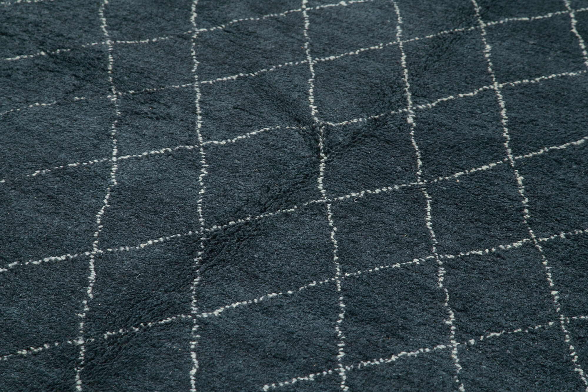 Handmade Wool Cotton Rug - Blue Geometric Vintage Area Rug 6'1'' x 8'10'' by Agacan