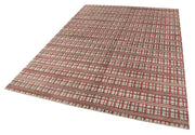Handmade Wool Cotton Rug - Red Geometric Vintage Turkish Carpet 5'8'' x 7'10''
