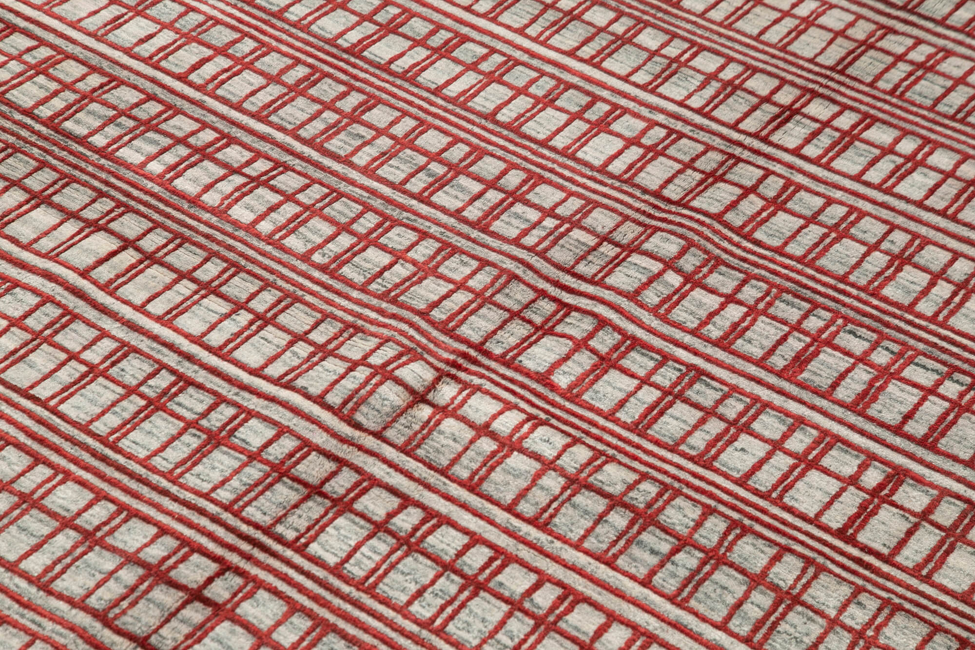 Handmade Wool Cotton Rug - Red Geometric Vintage Turkish Carpet 5'8'' x 7'10''