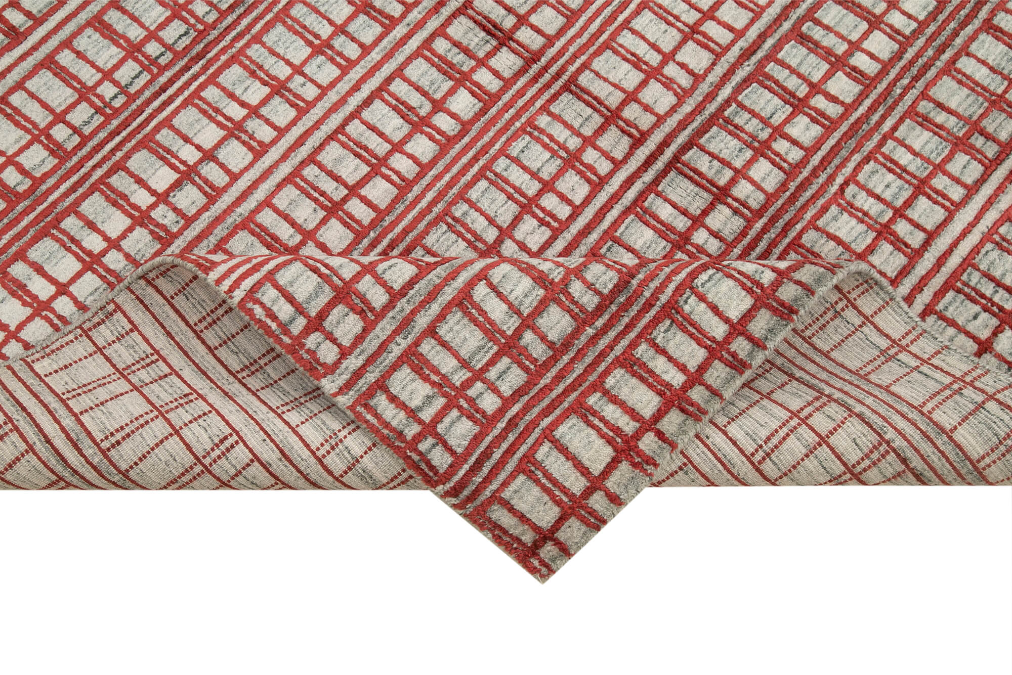 Handmade Wool Cotton Rug - Red Geometric Vintage Turkish Carpet 5'8'' x 7'10''