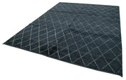 Handmade Wool Cotton Rug - Blue Geometric Pattern Rug | Durable Natural Fiber Floor Covering