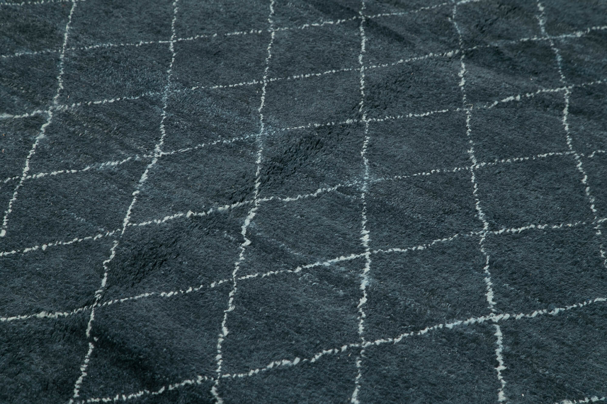 Handmade Wool Cotton Rug - Blue Geometric Pattern Rug | Durable Natural Fiber Floor Covering