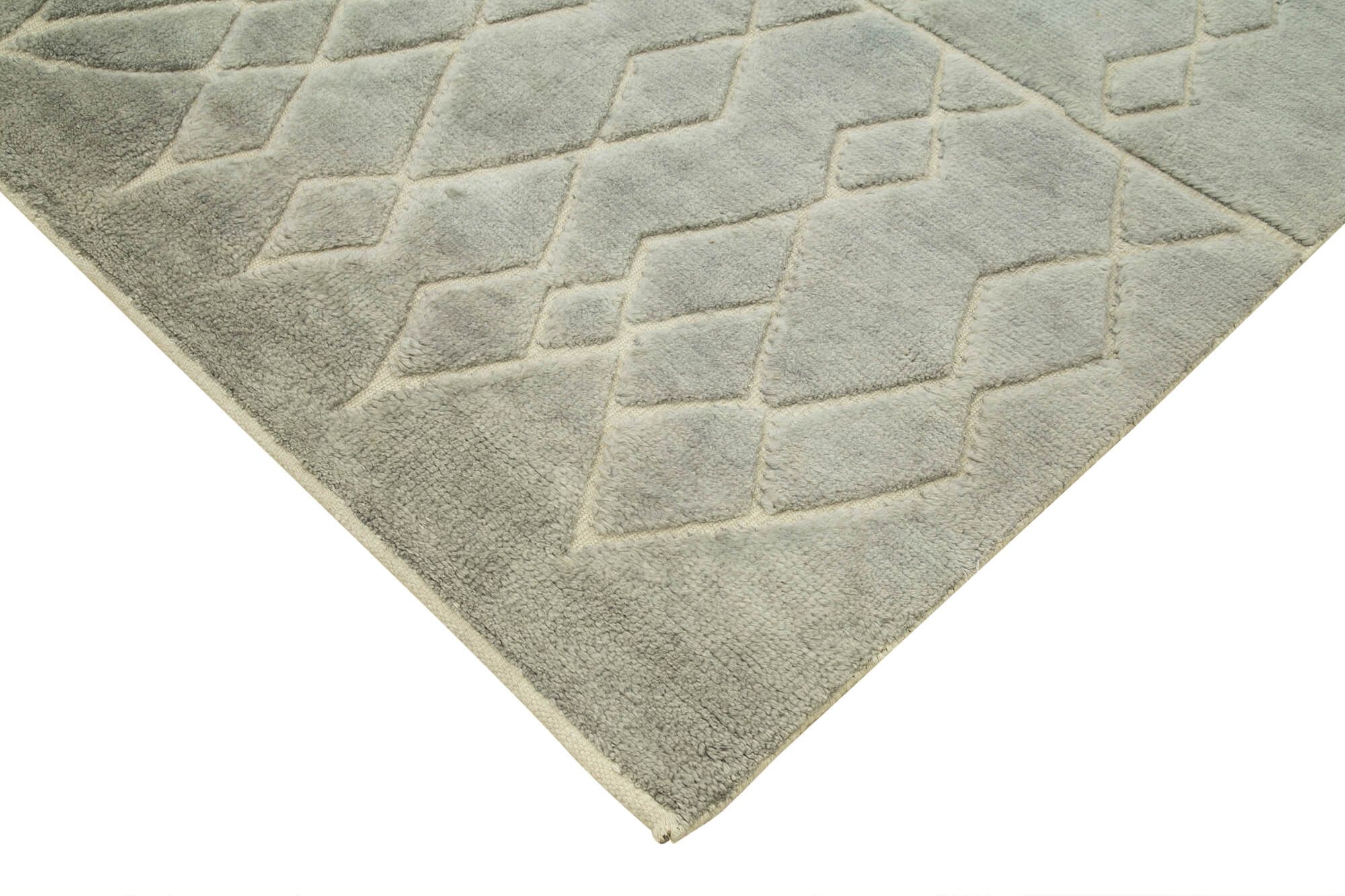 Handmade Wool Cotton Rug – Grey Geometric Area Rug | Durable Turkish Vintage Carpet