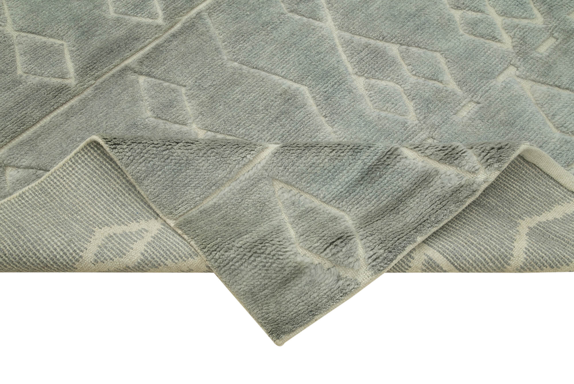Handmade Wool Cotton Rug – Grey Geometric Area Rug | Durable Turkish Vintage Carpet