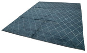 Handmade Wool Cotton Rug – Blue Geometric Pattern | Vintage Turkish Carpet 8'2''x10'