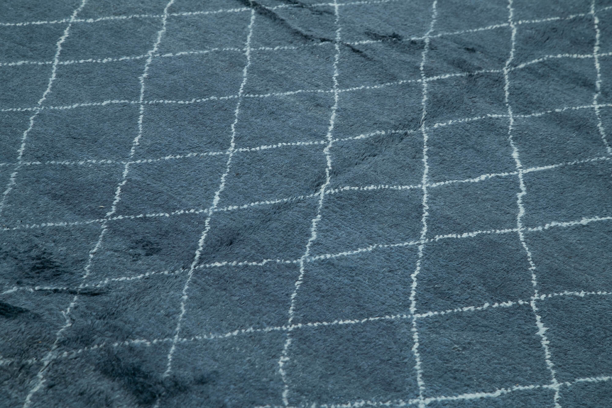 Handmade Wool Cotton Rug – Blue Geometric Pattern | Vintage Turkish Carpet 8'2''x10'