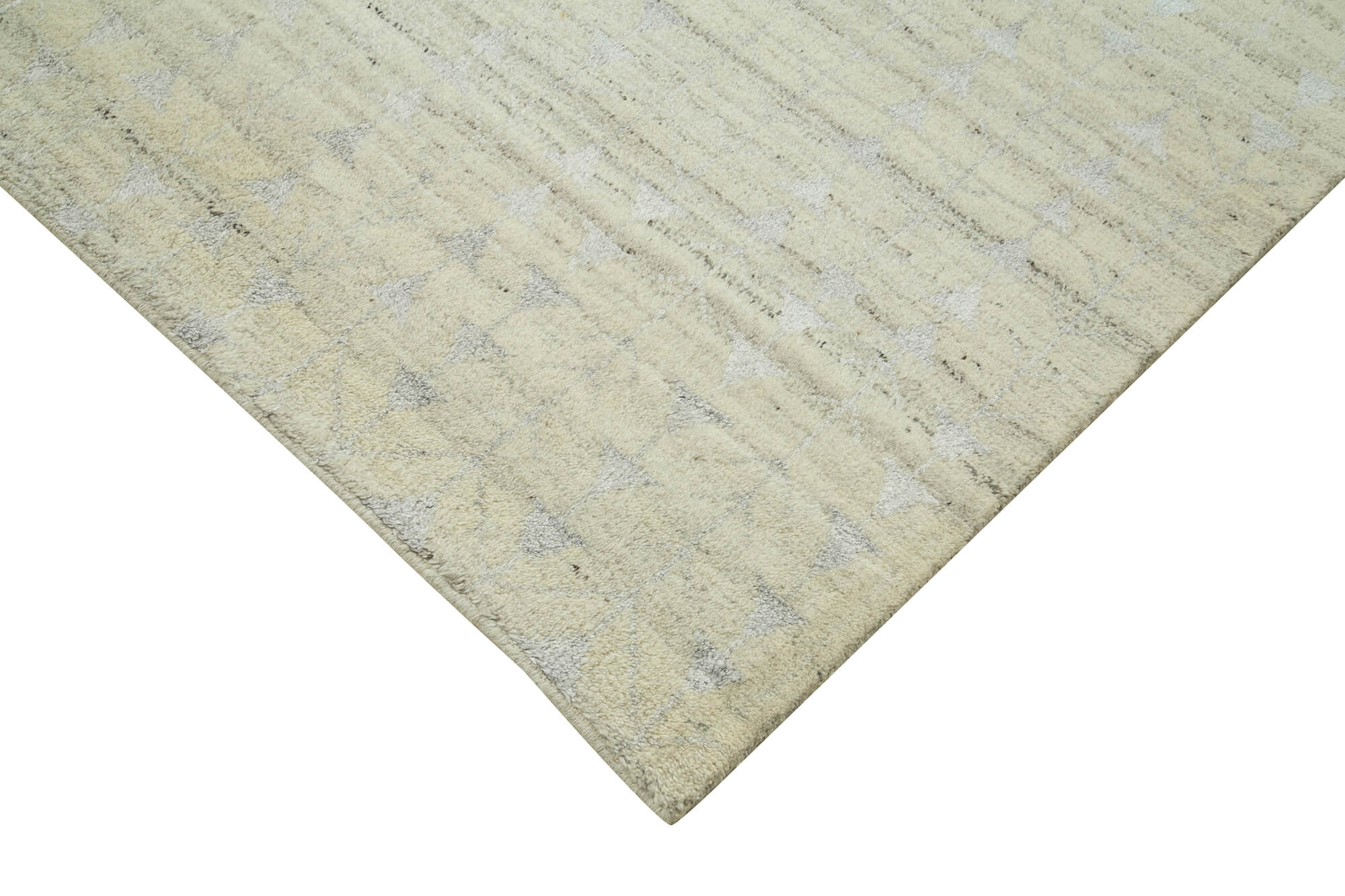 Handmade Wool Cotton Rug - Beige Geometric Area Rug With Soft Wool Texture 8'3''x10'