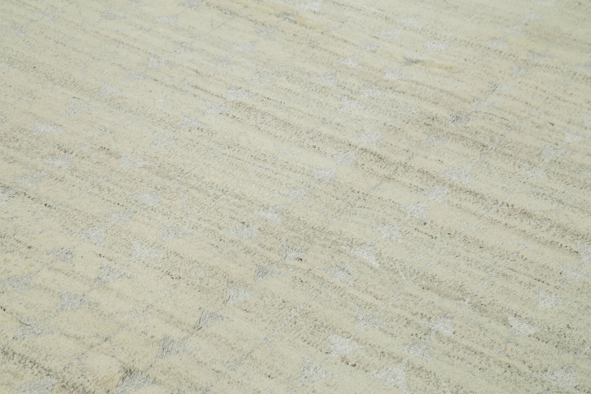 Handmade Wool Cotton Rug - Beige Geometric Area Rug With Soft Wool Texture 8'3''x10'