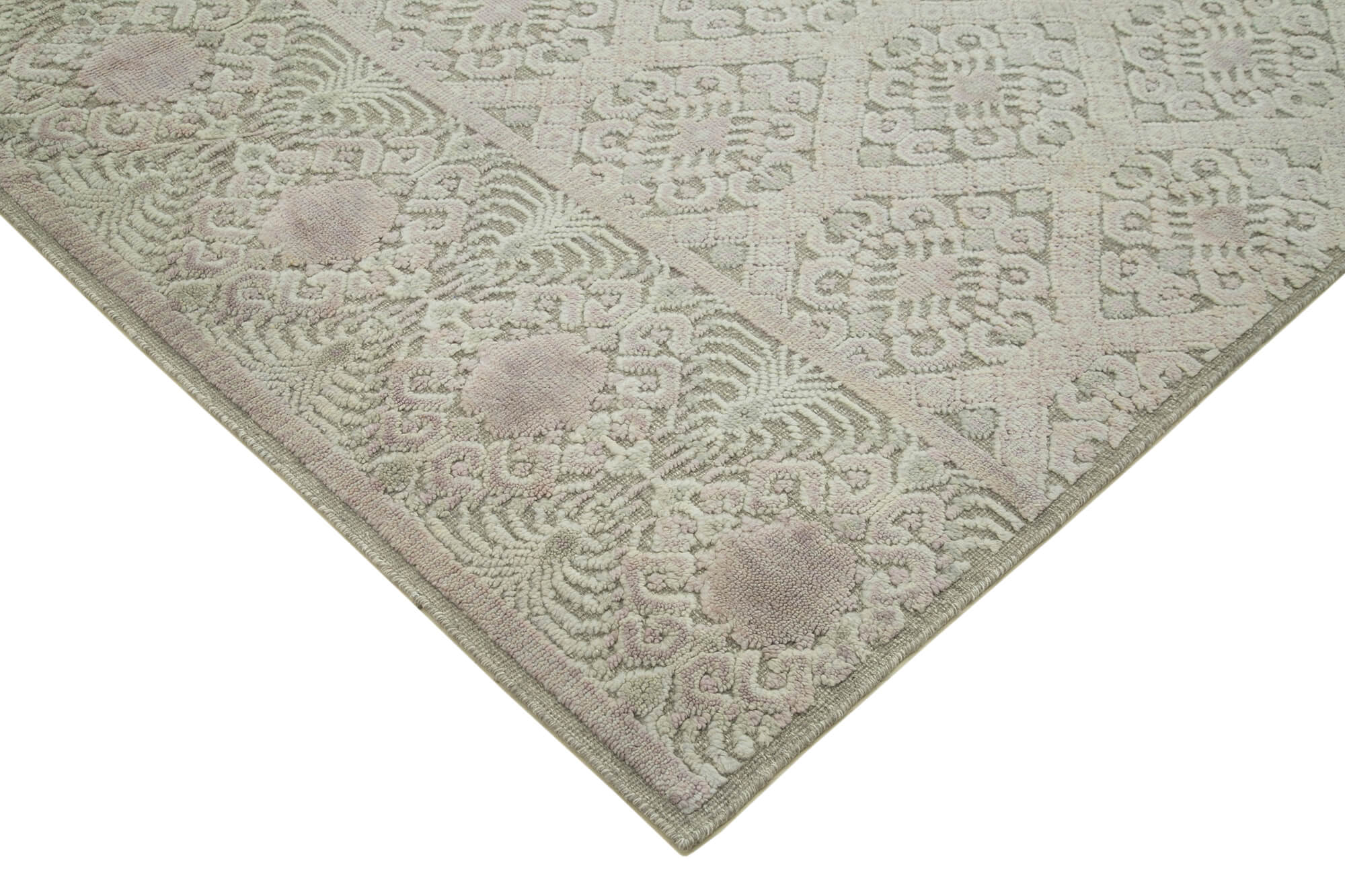 Handmade Wool Cotton Rug - Beige Geometric Area Rug | Durable Floor Covering 8'1''x10'4''
