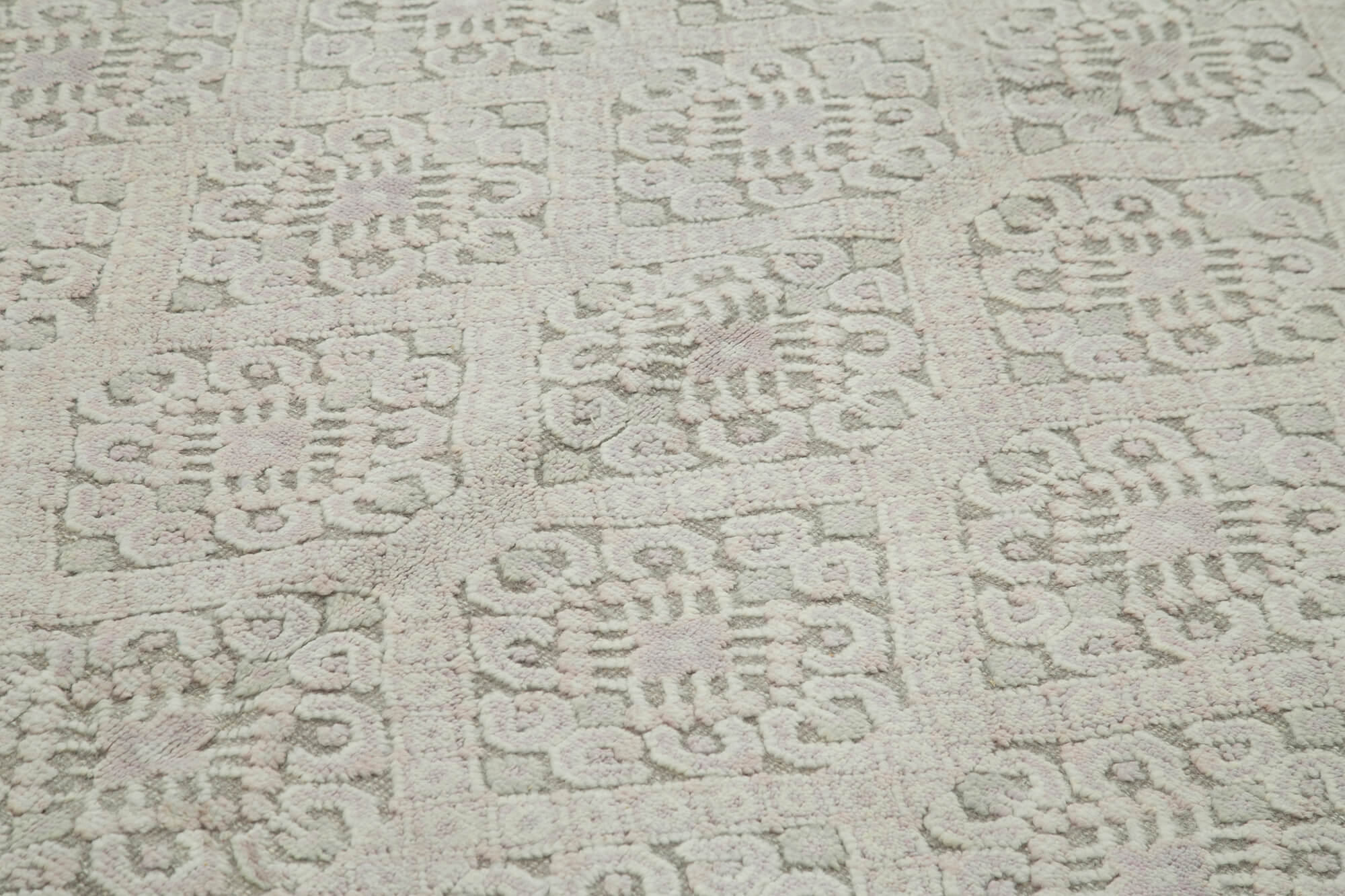 Handmade Wool Cotton Rug - Beige Geometric Area Rug | Durable Floor Covering 8'1''x10'4''