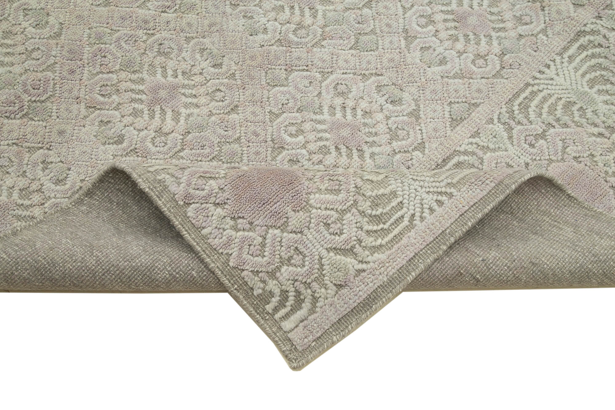 Handmade Wool Cotton Rug - Beige Geometric Area Rug | Durable Floor Covering 8'1''x10'4''