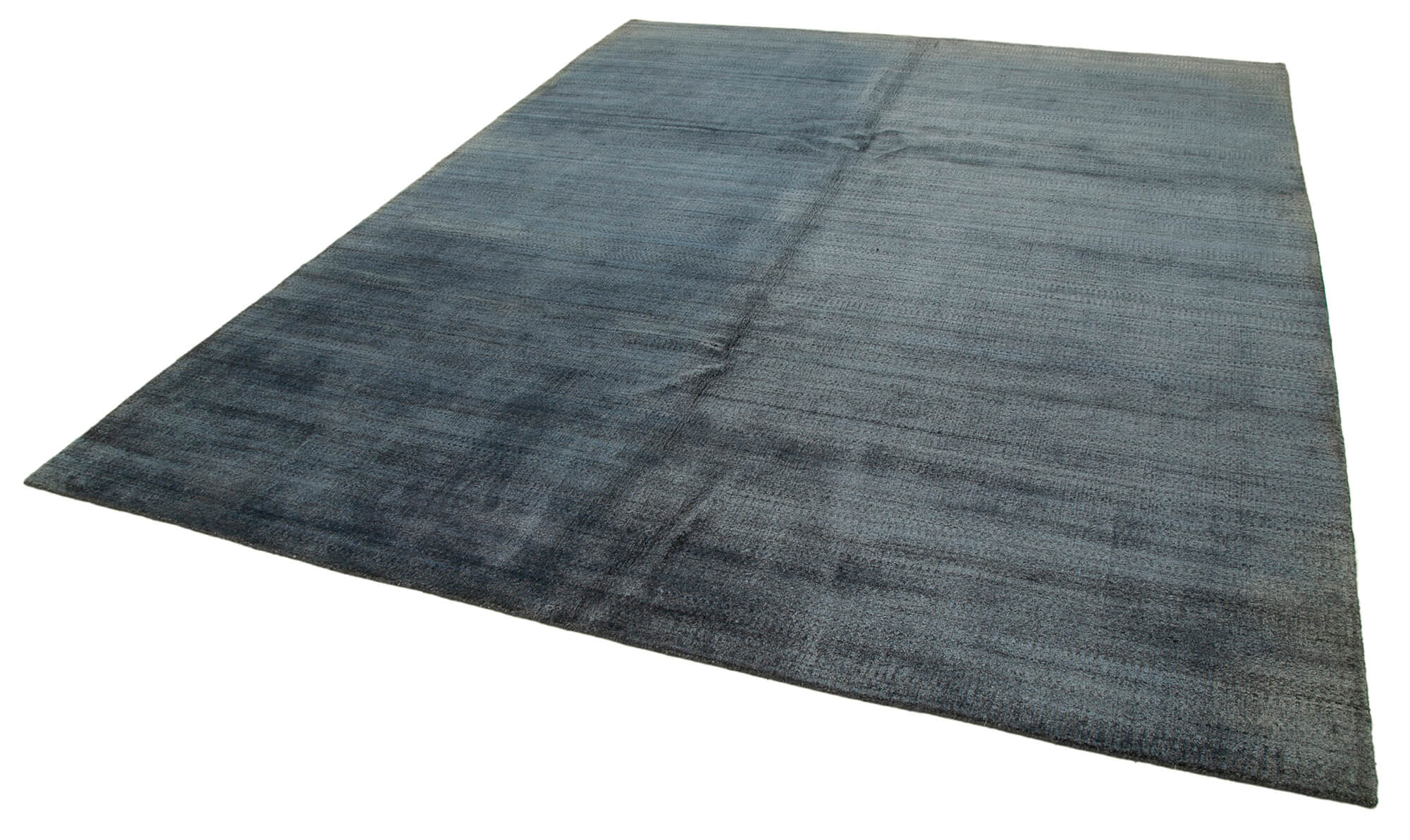 Handmade Wool Cotton Rug – Blue Geometric 8x10 Feet Durable Handmade Carpet