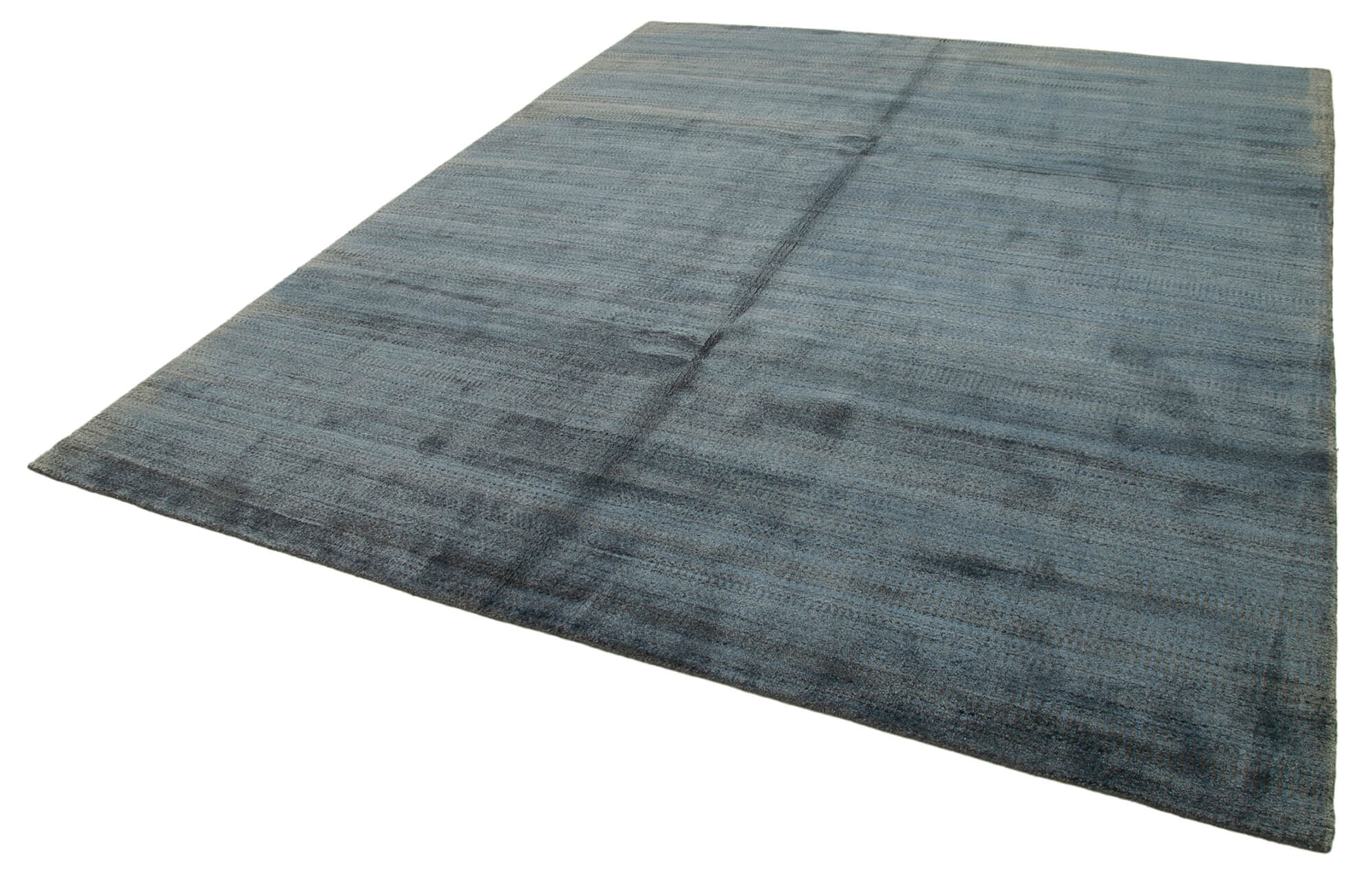 Handmade Wool Cotton Rug - Blue Geometric Pattern Carpet 8x10 Feet Area Rug