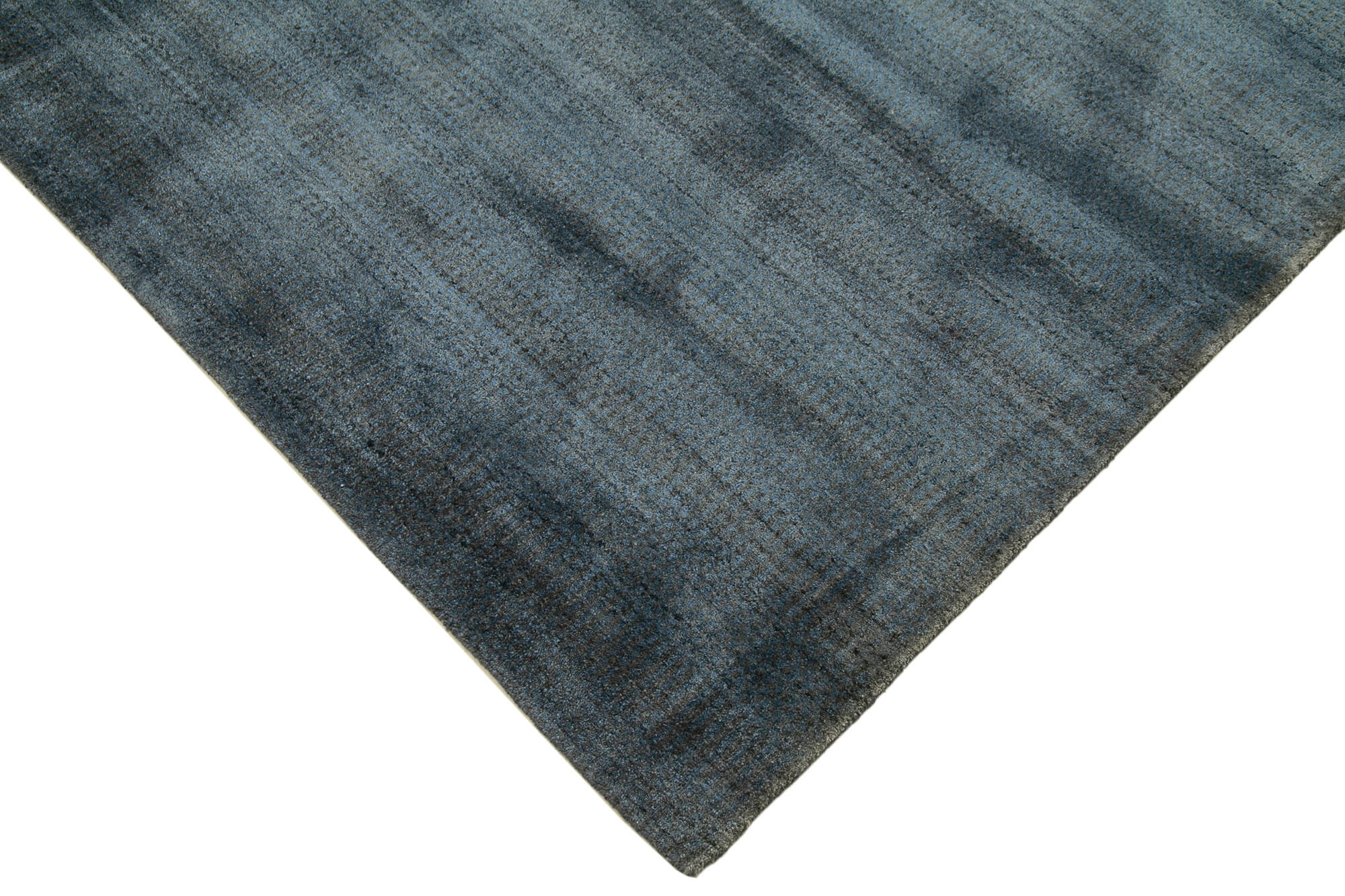 Handmade Wool Cotton Rug - Blue Geometric Pattern Carpet 8x10 Feet Area Rug