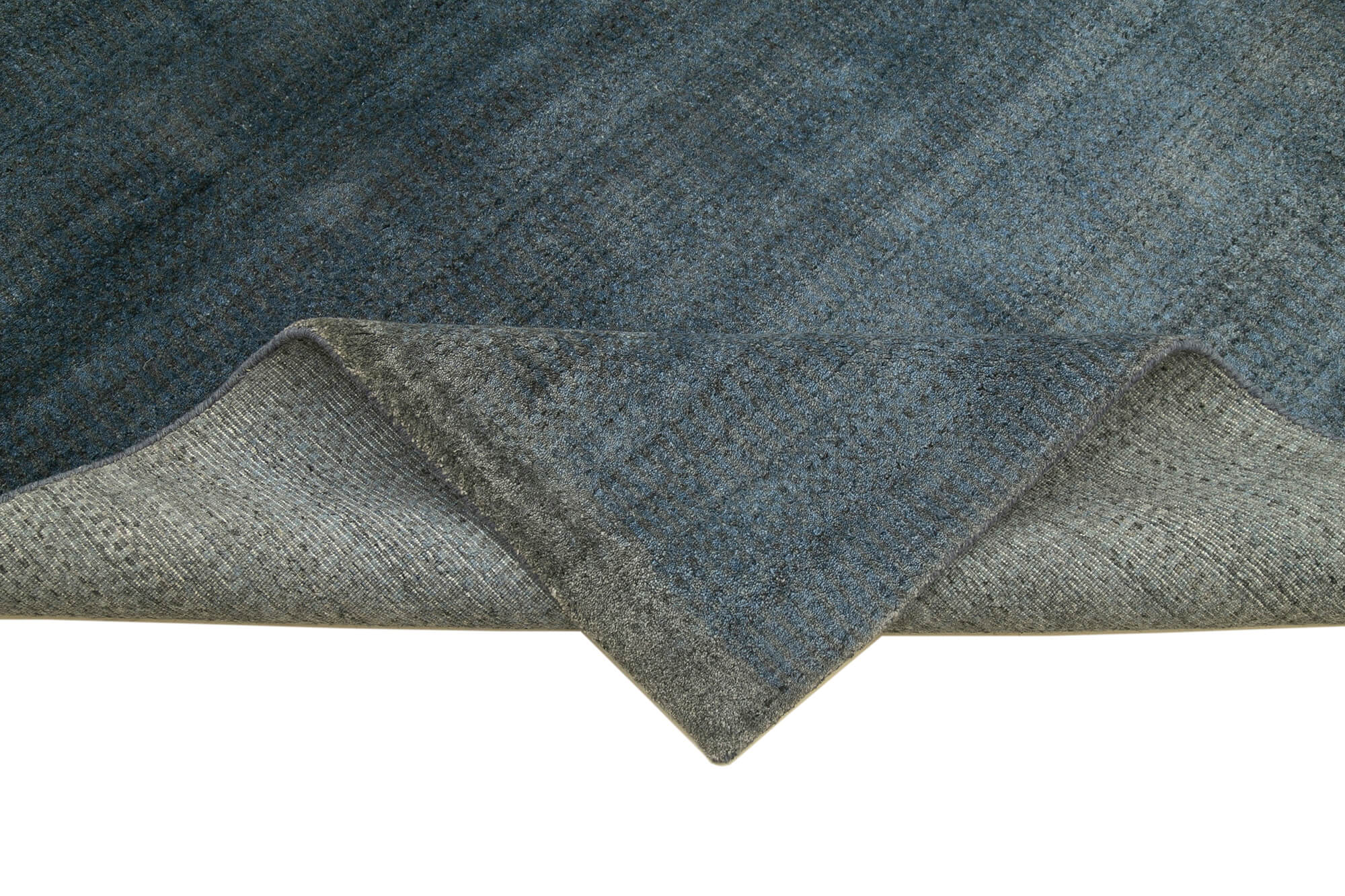 Handmade Wool Cotton Rug - Blue Geometric Pattern Carpet 8x10 Feet Area Rug