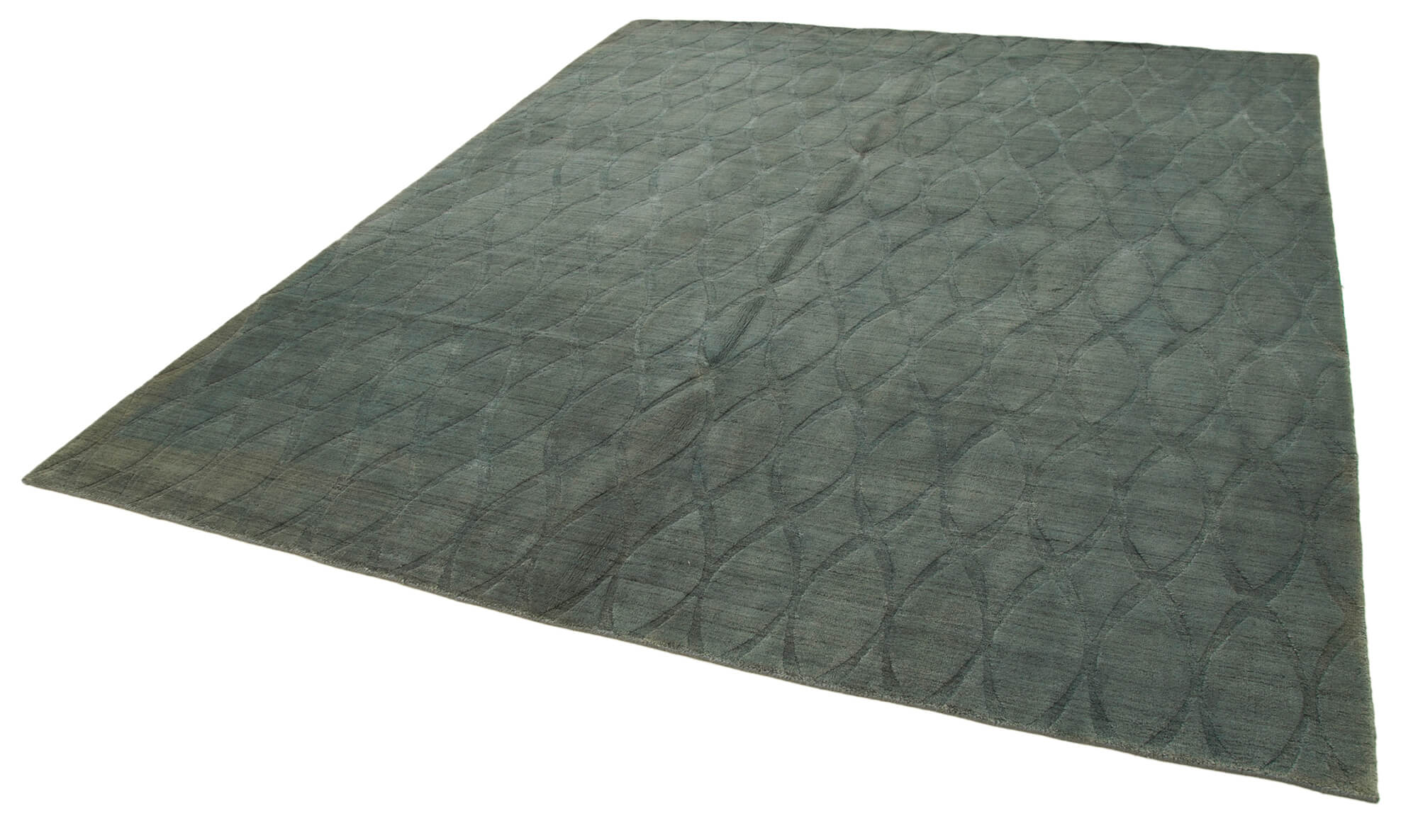Handmade Wool Cotton Rug - Blue Geometric 8x10 Feet Area Rug by Agacan